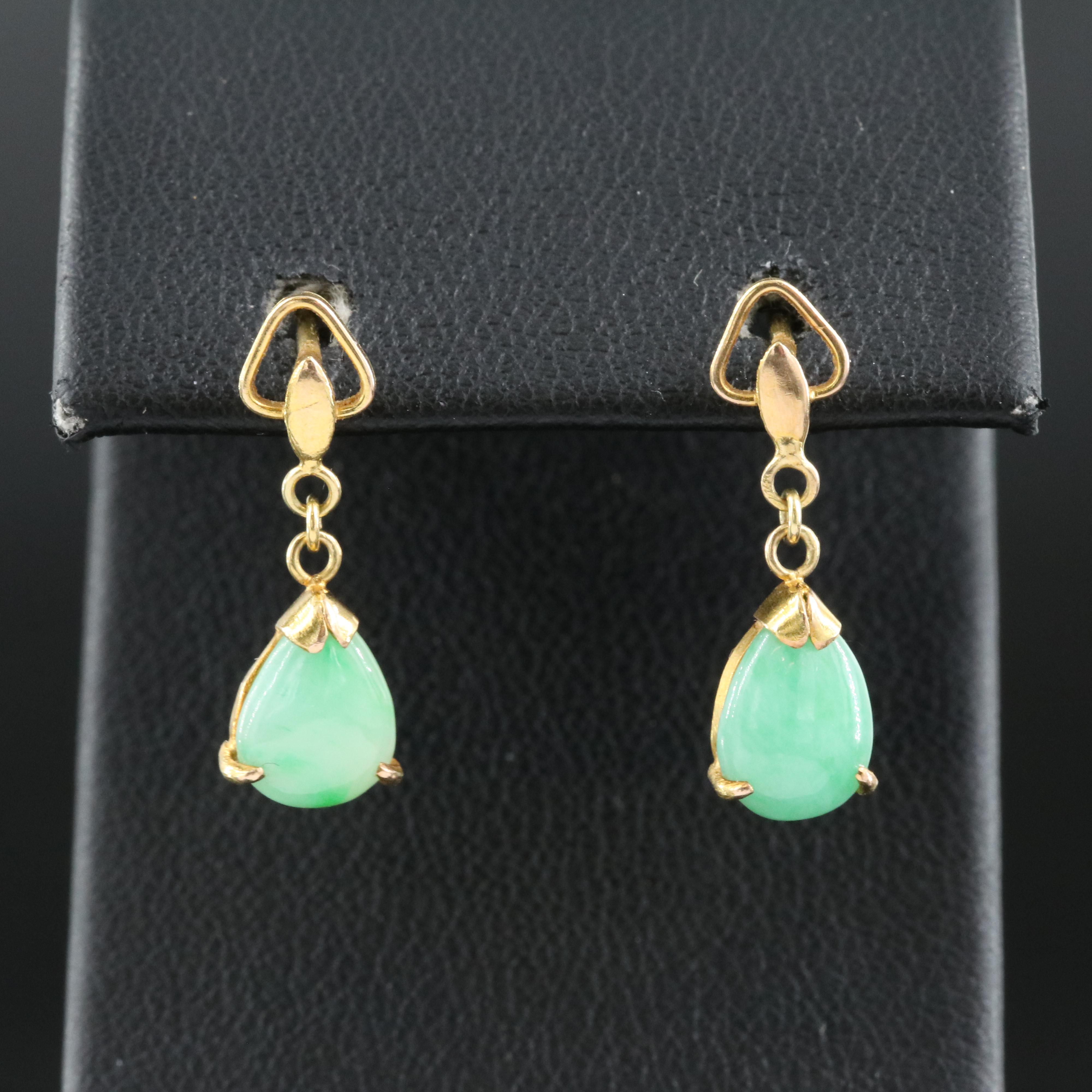 14K Jadeite Earrings with 10K Accents