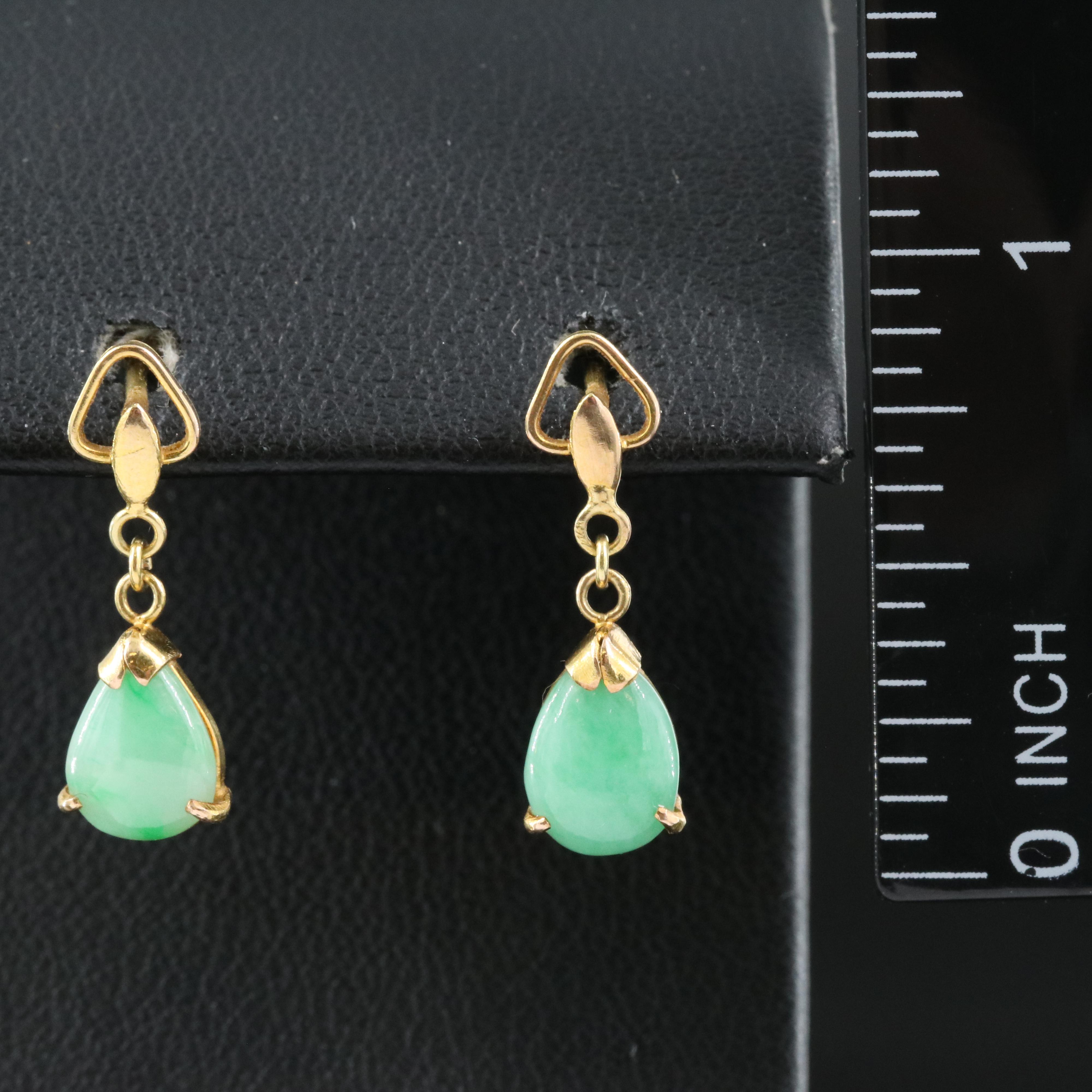 14K Jadeite Earrings with 10K Accents