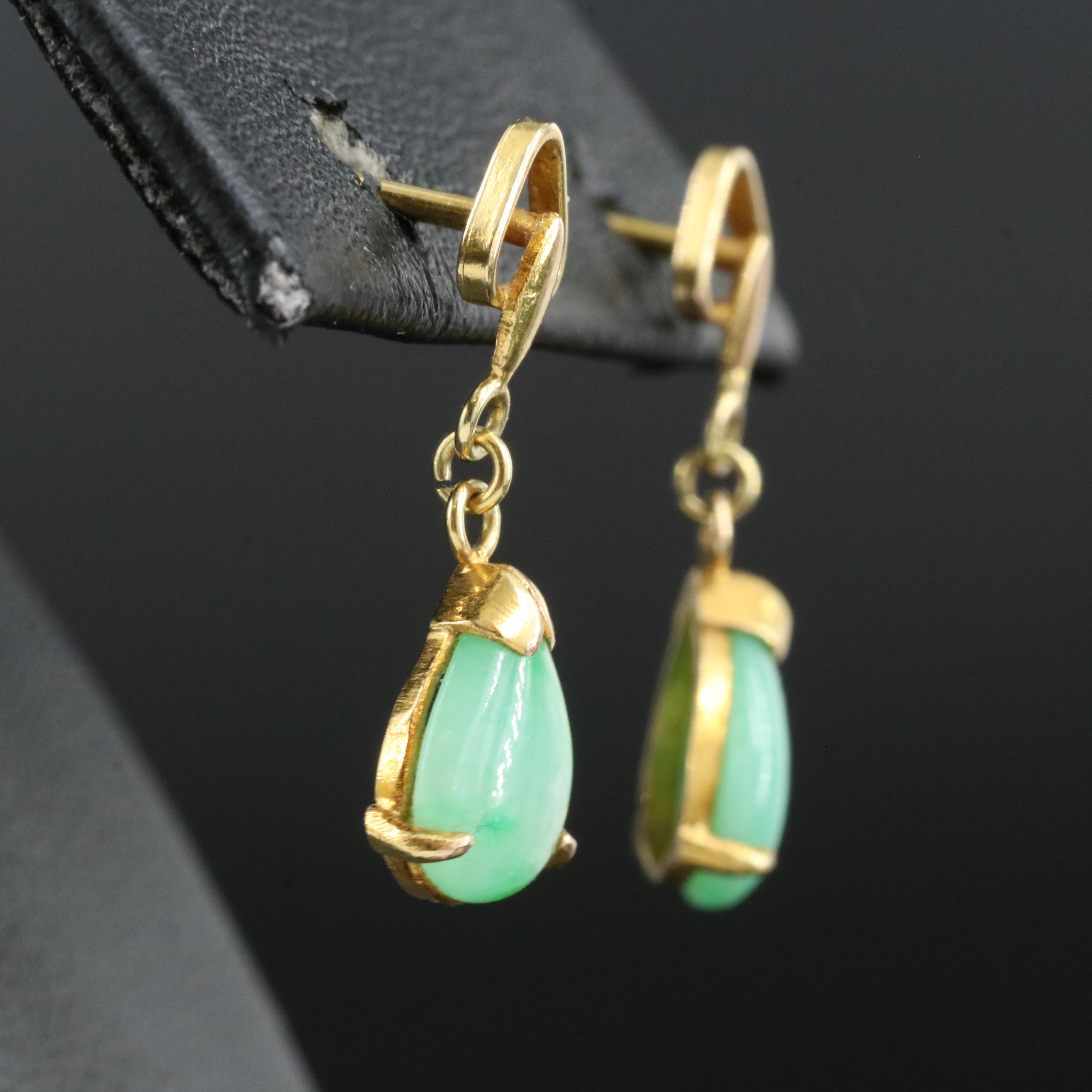14K Jadeite Earrings with 10K Accents