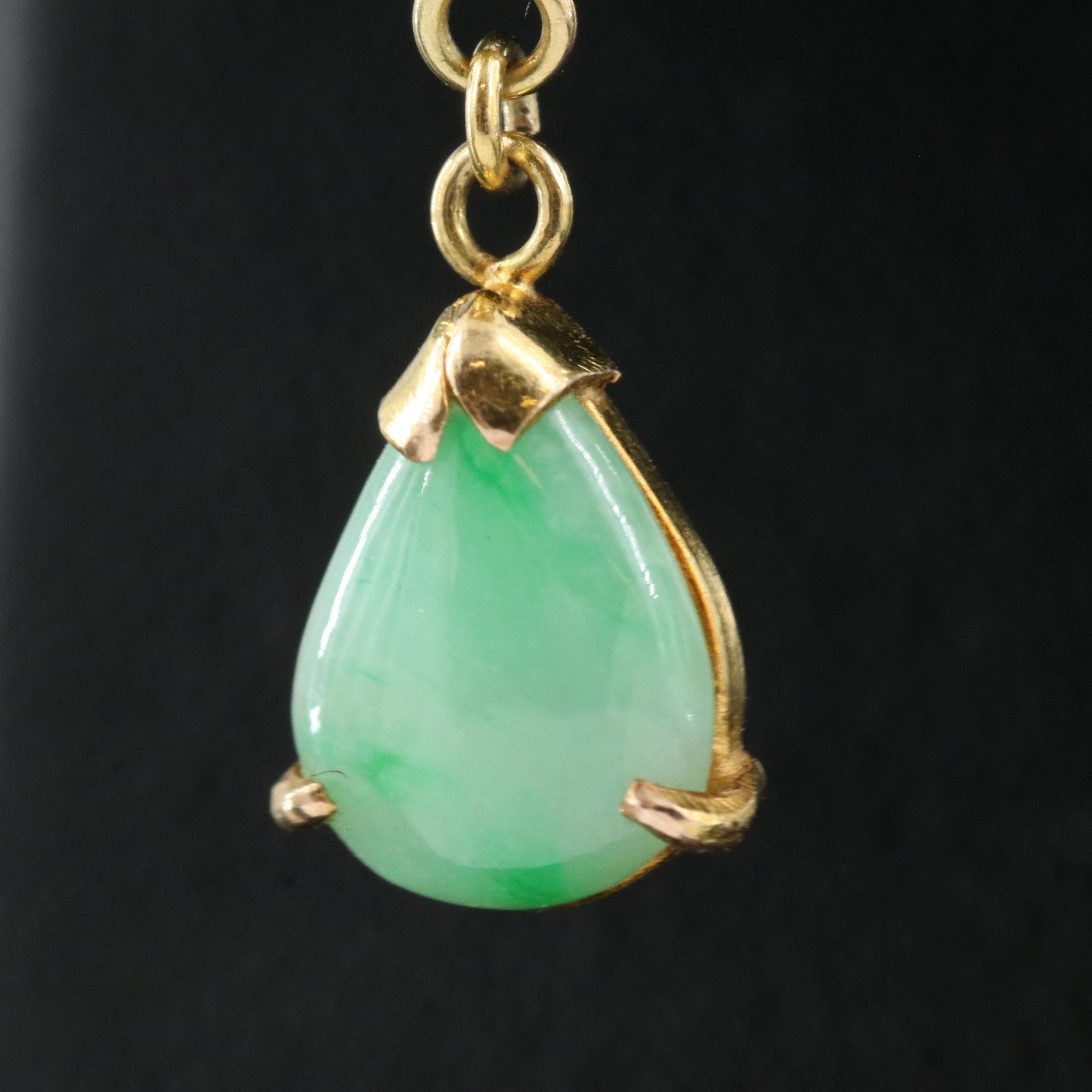 14K Jadeite Earrings with 10K Accents