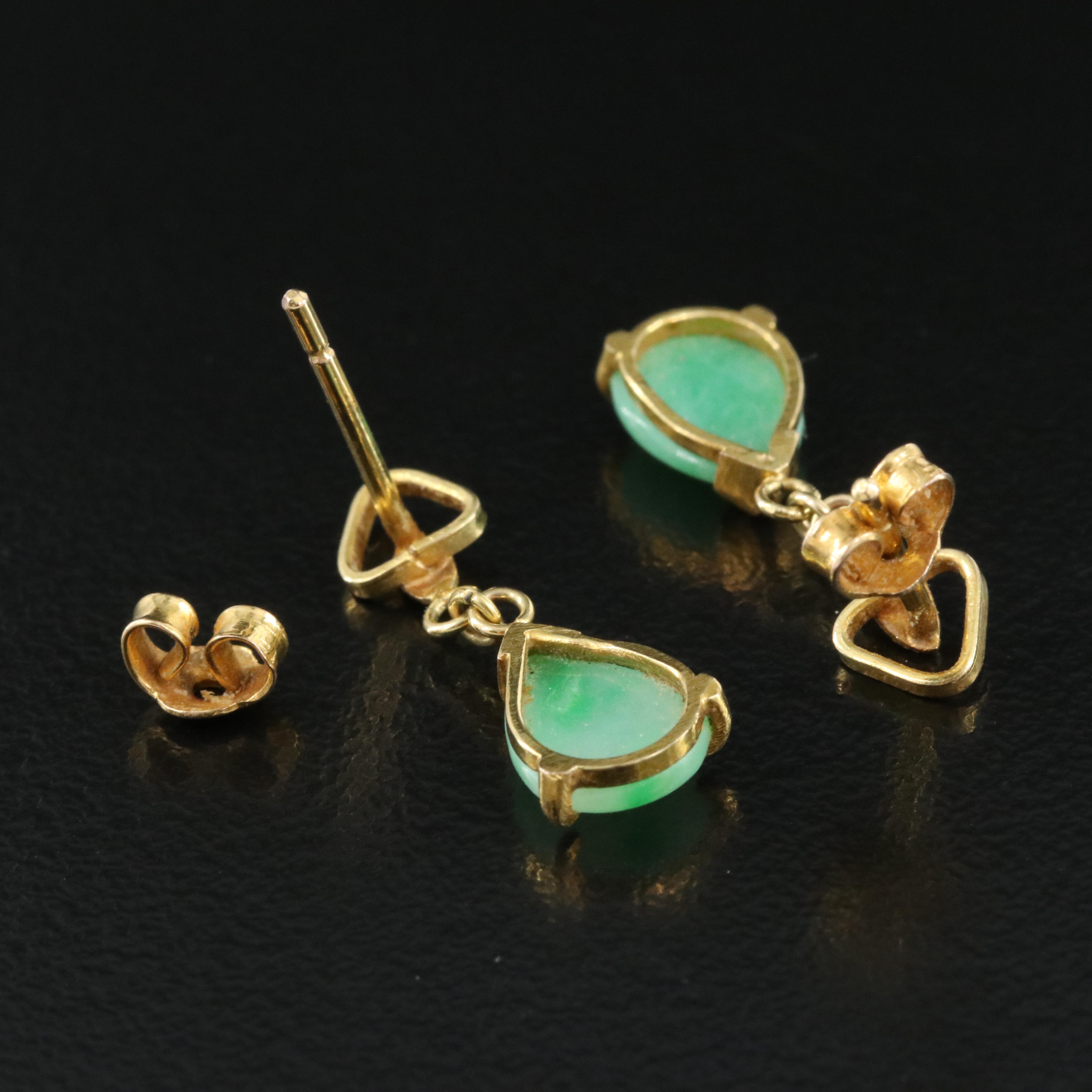 14K Jadeite Earrings with 10K Accents