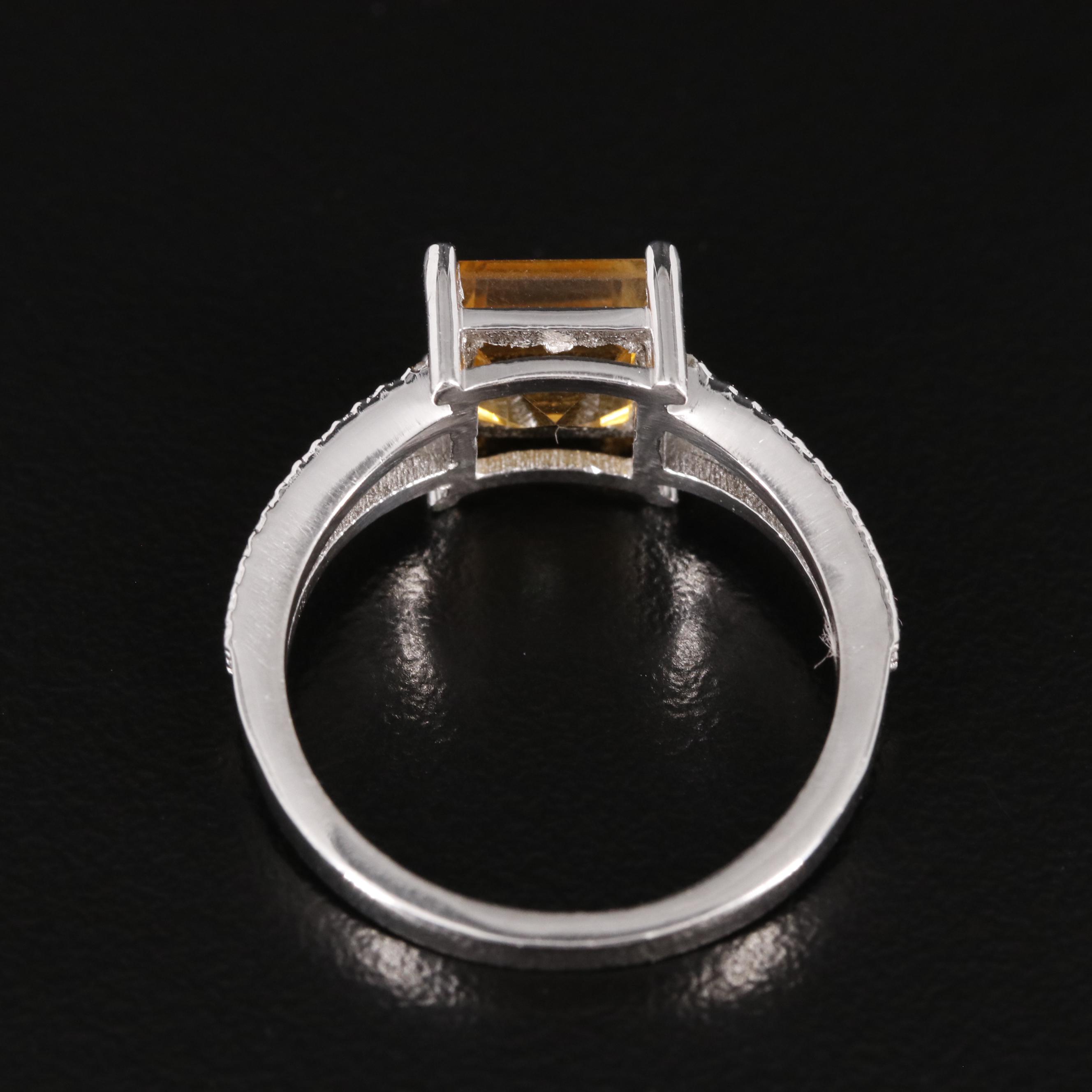 Sterling Citrine and Diamond Ring