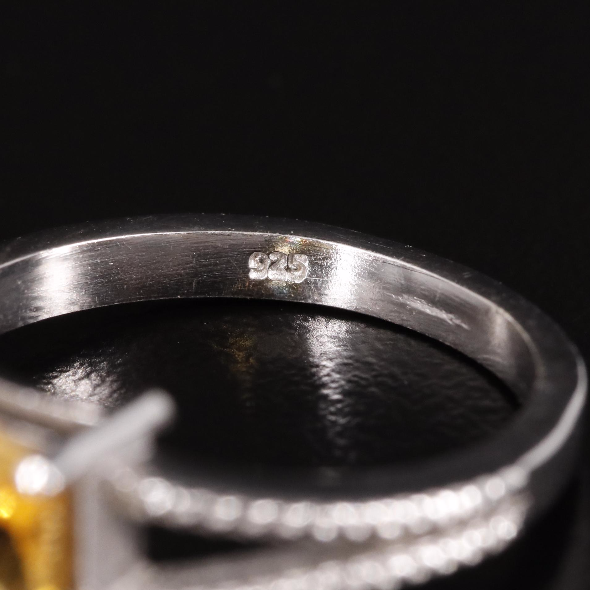 Sterling Citrine and Diamond Ring
