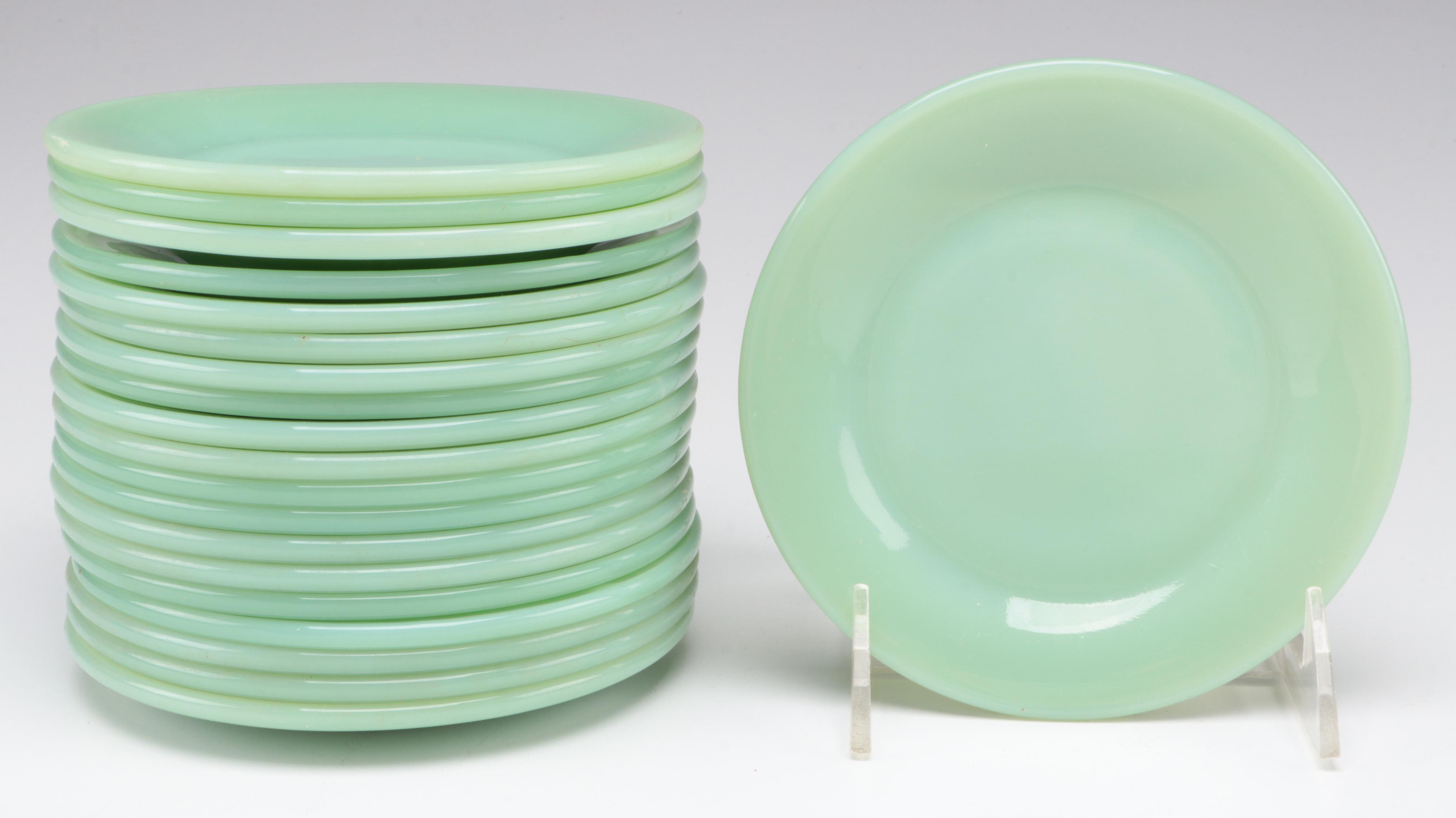 Anchor Hocking Fire King "Jade Ite" Plates with Johnny Hart BC Bowls