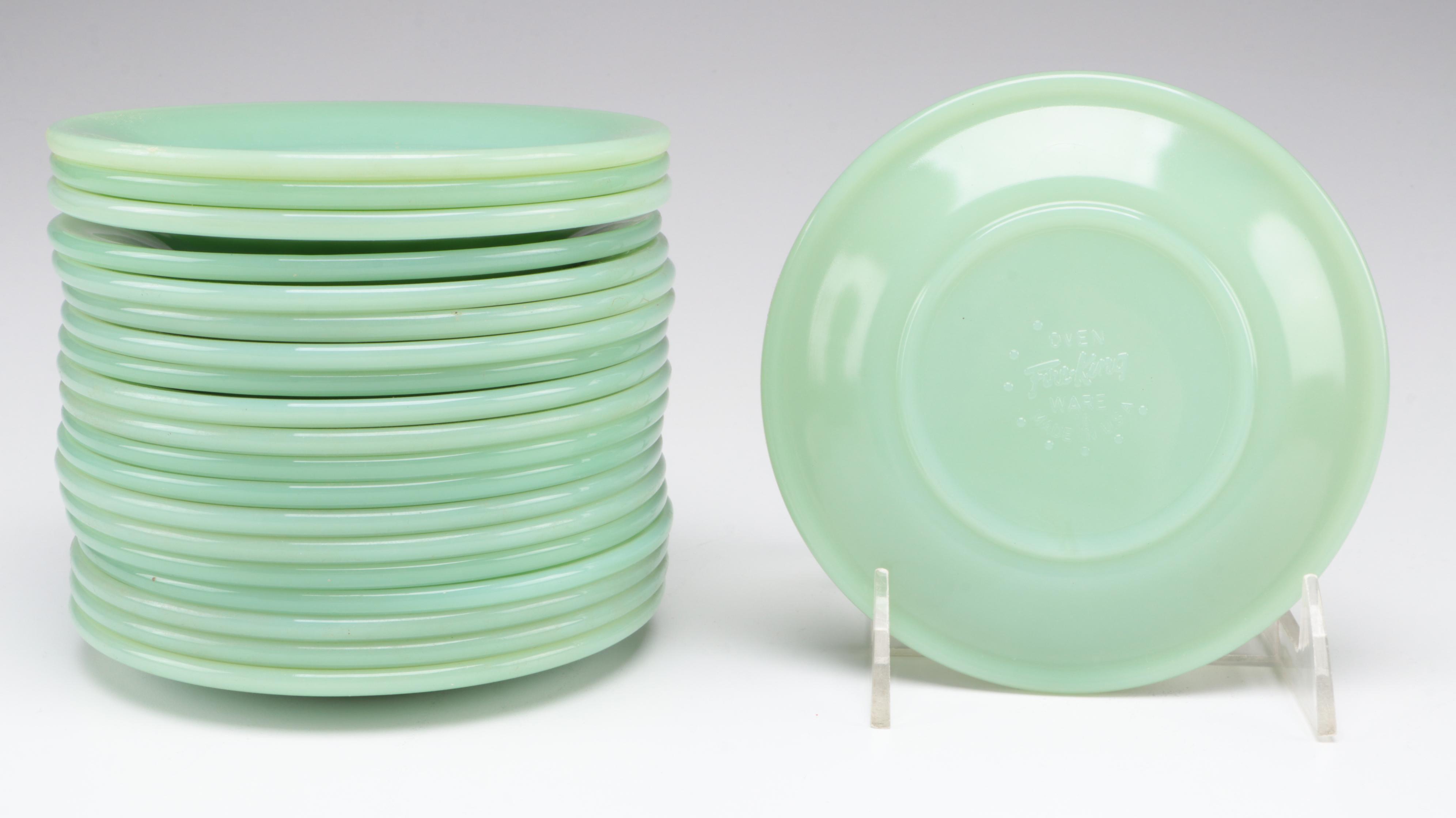 Anchor Hocking Fire King "Jade Ite" Plates with Johnny Hart BC Bowls