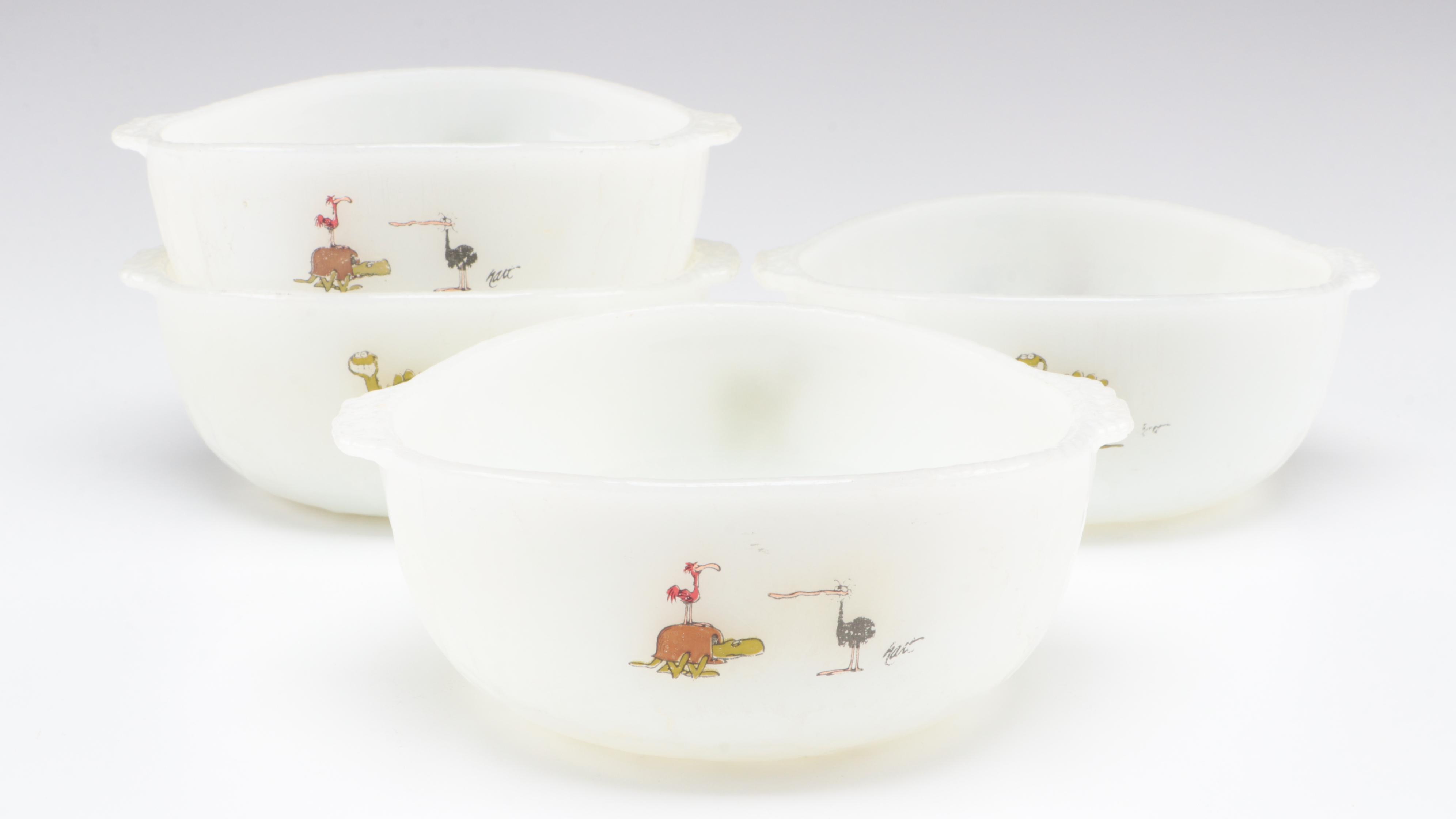 Anchor Hocking Fire King "Jade Ite" Plates with Johnny Hart BC Bowls