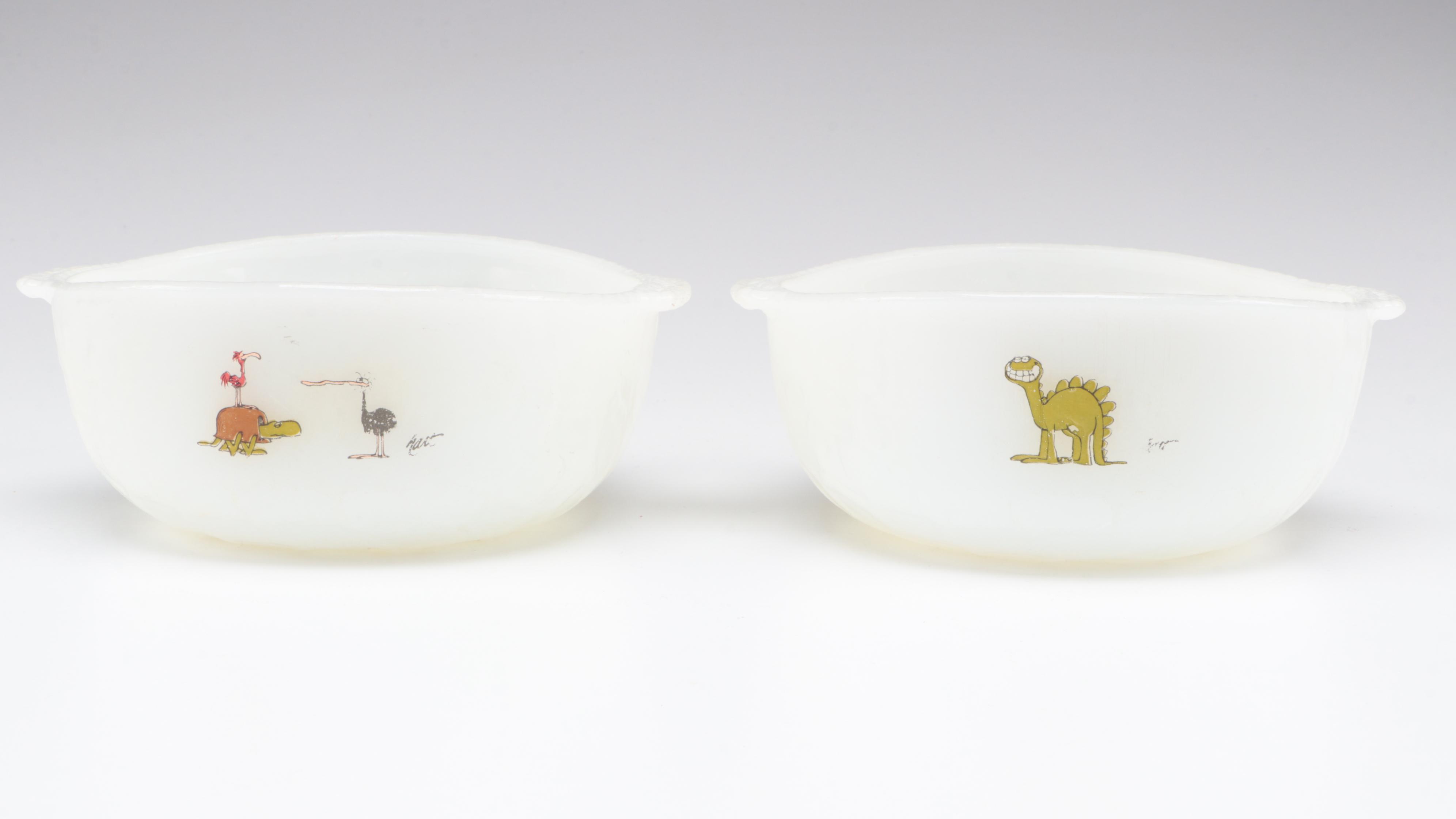 Anchor Hocking Fire King "Jade Ite" Plates with Johnny Hart BC Bowls