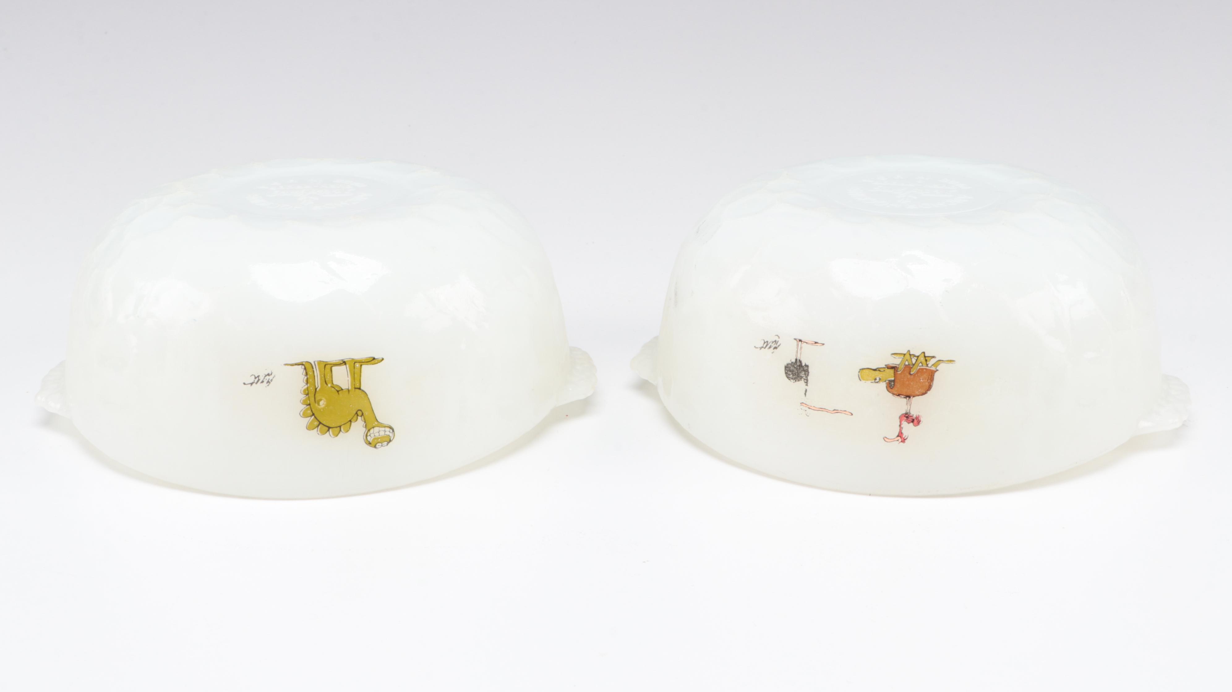 Anchor Hocking Fire King "Jade Ite" Plates with Johnny Hart BC Bowls