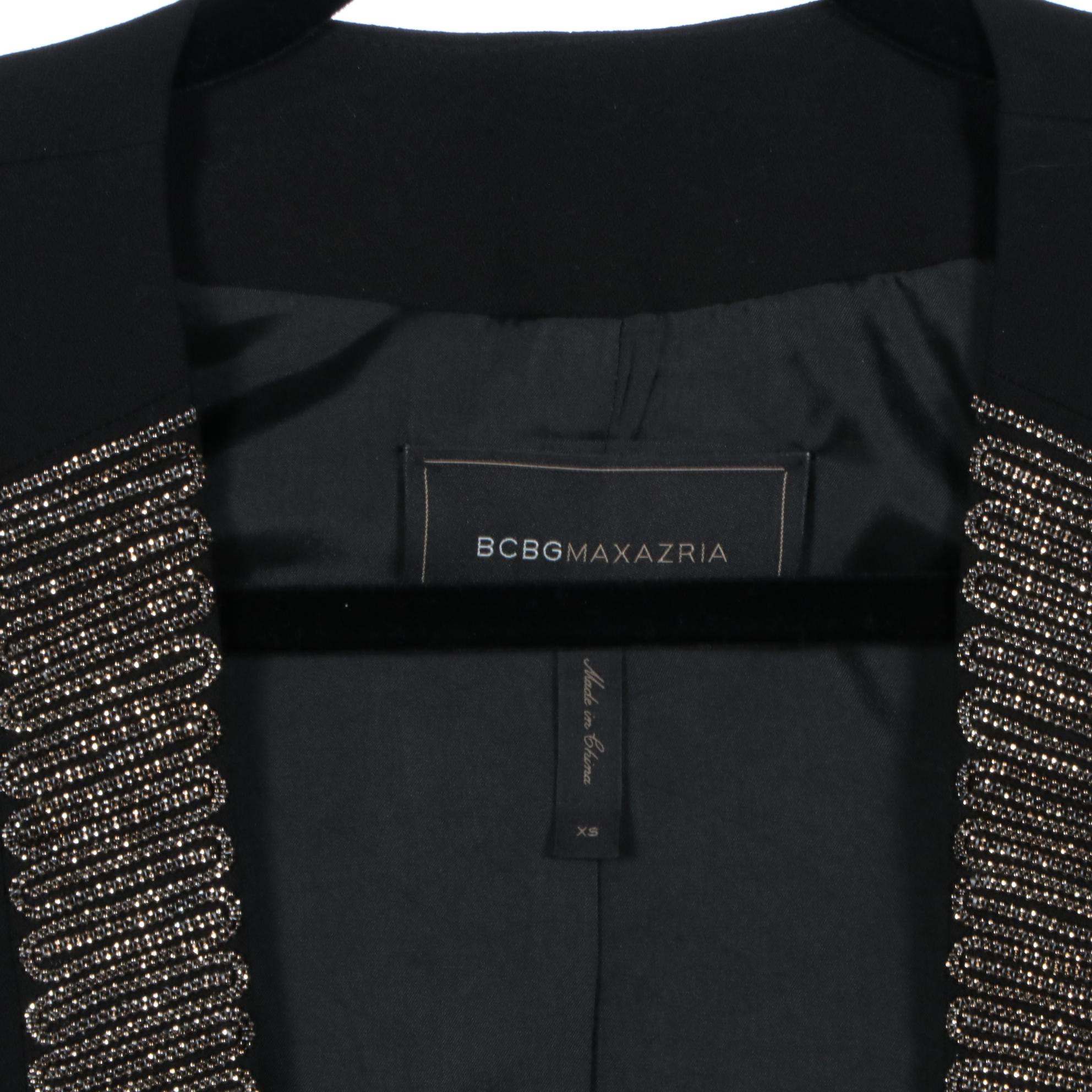 BCBG Maxazria Cropped Jacket, Collarless Jacket with Beading, Lace-Back Jacket