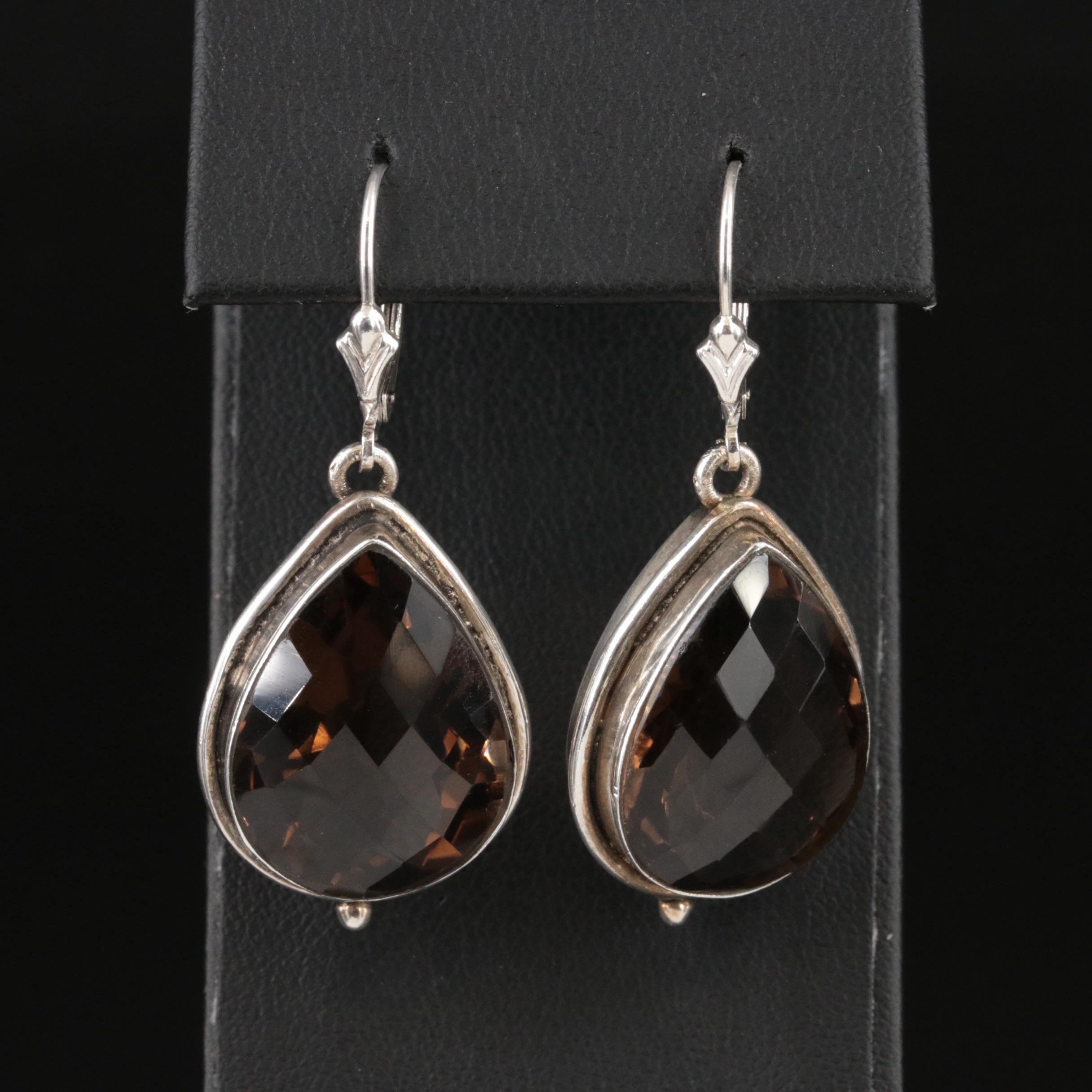 Sterling Smoky Quartz Teardrop Earrings