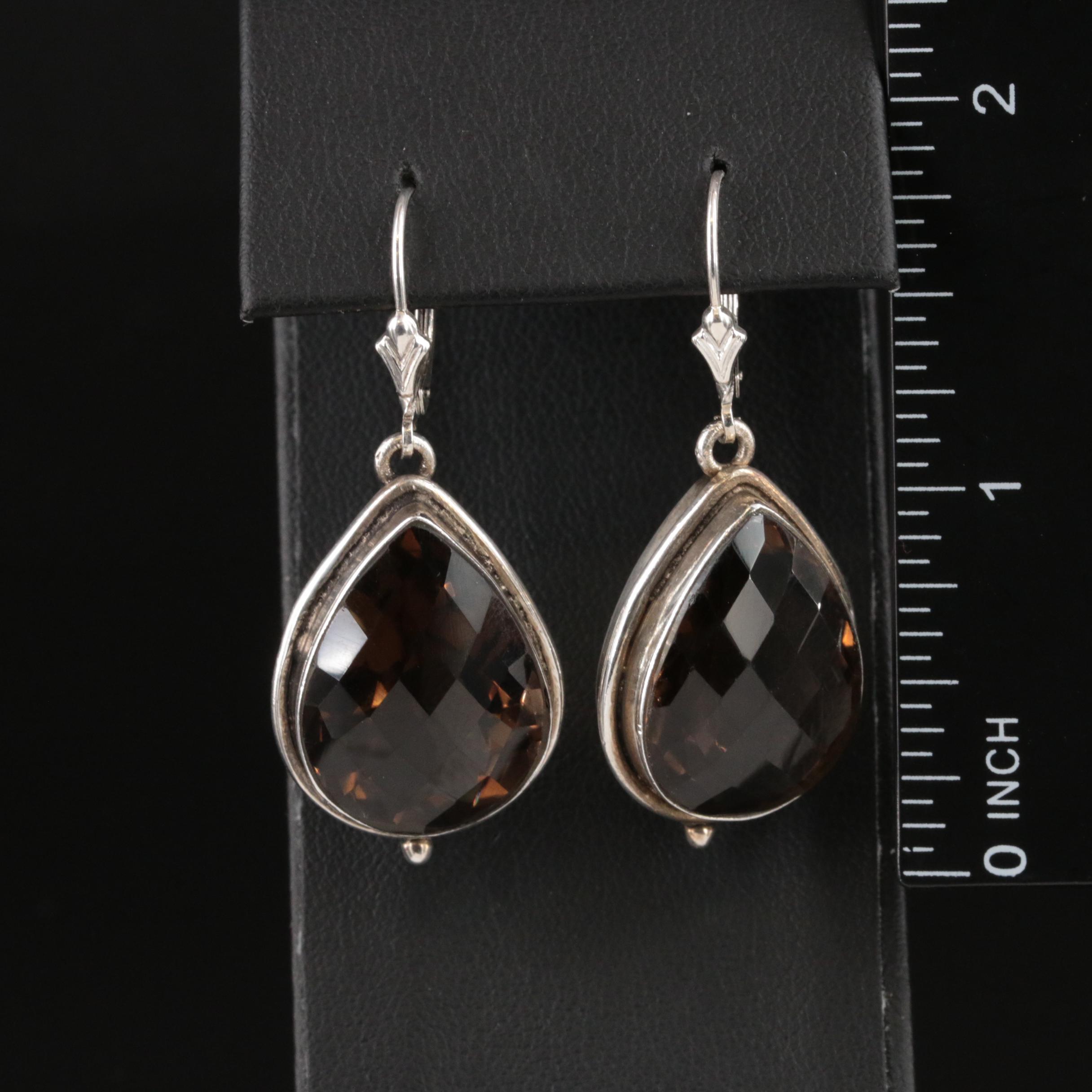Sterling Smoky Quartz Teardrop Earrings