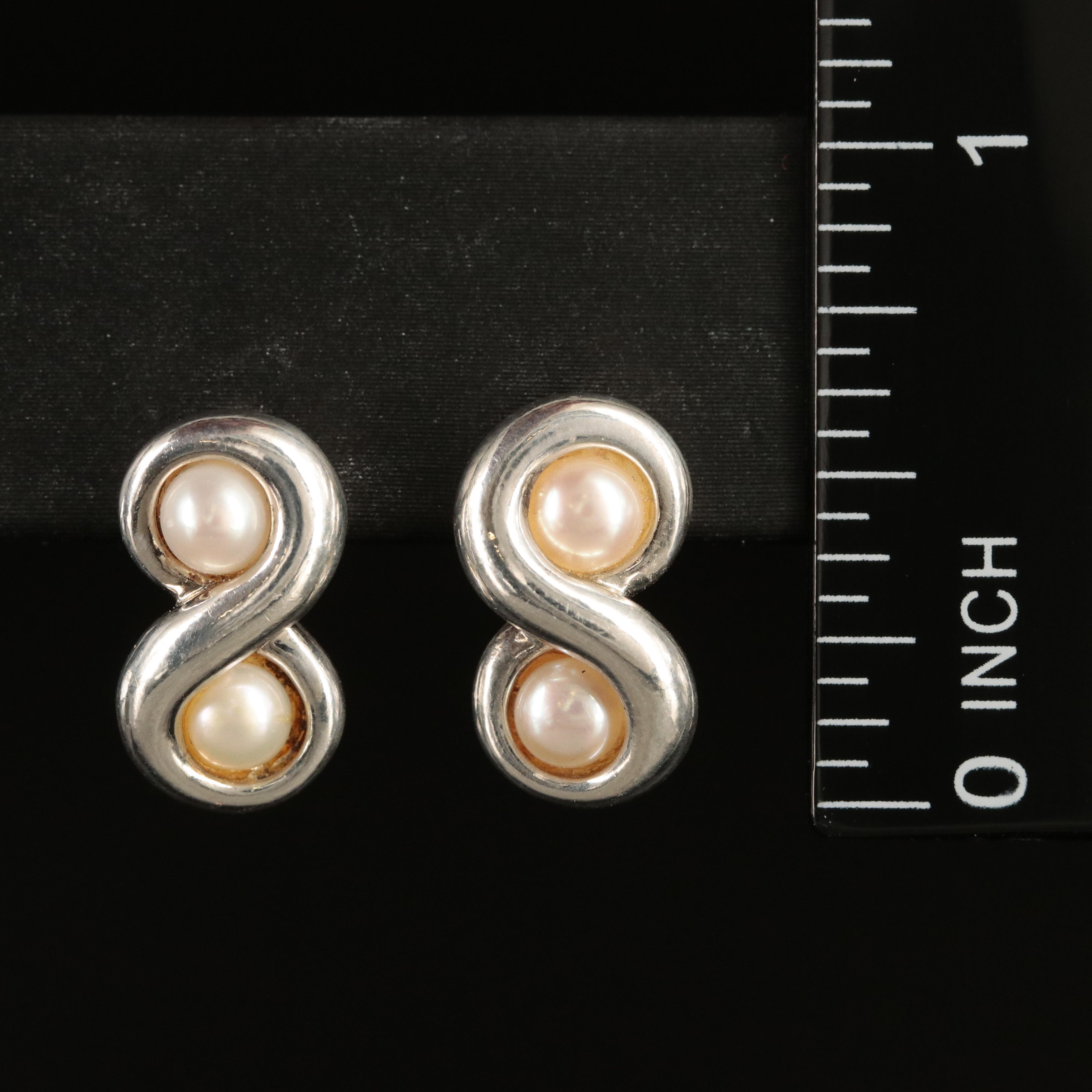 Tiffany & Co. Sterling Pearl Infinity Earrings