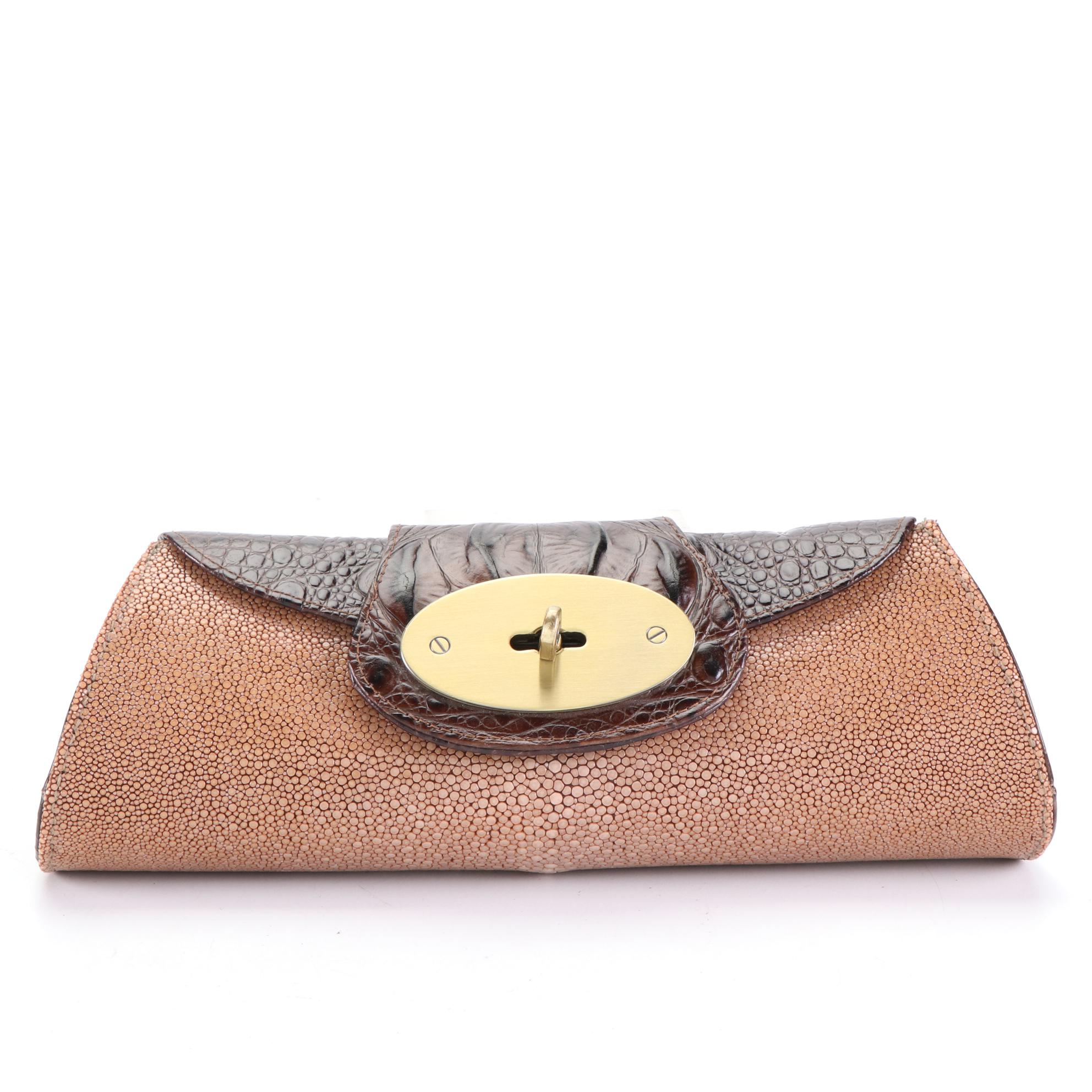 Jalda Stingray Clutch with Belle Grotto Couture Crocodile Clutch