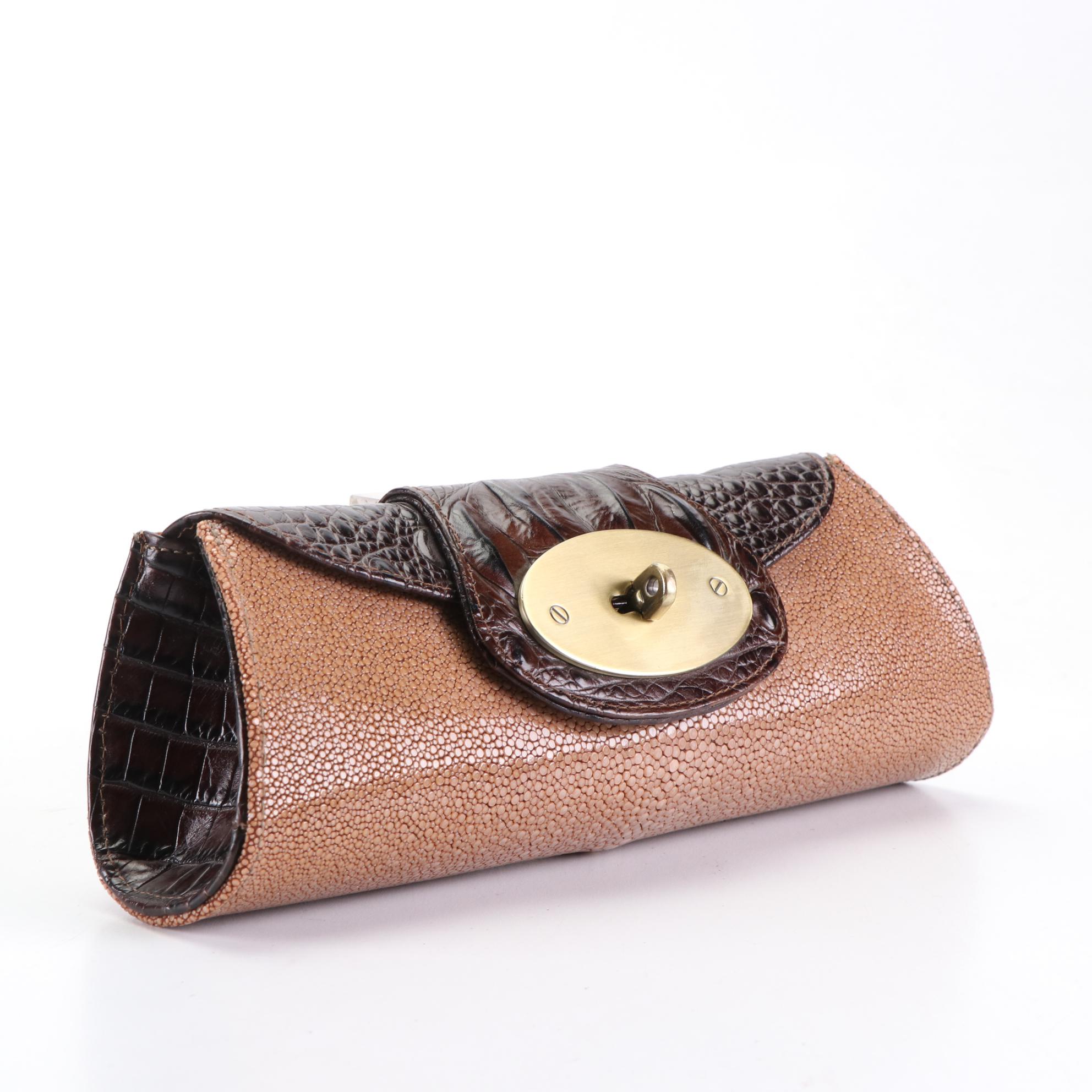 Jalda Stingray Clutch with Belle Grotto Couture Crocodile Clutch