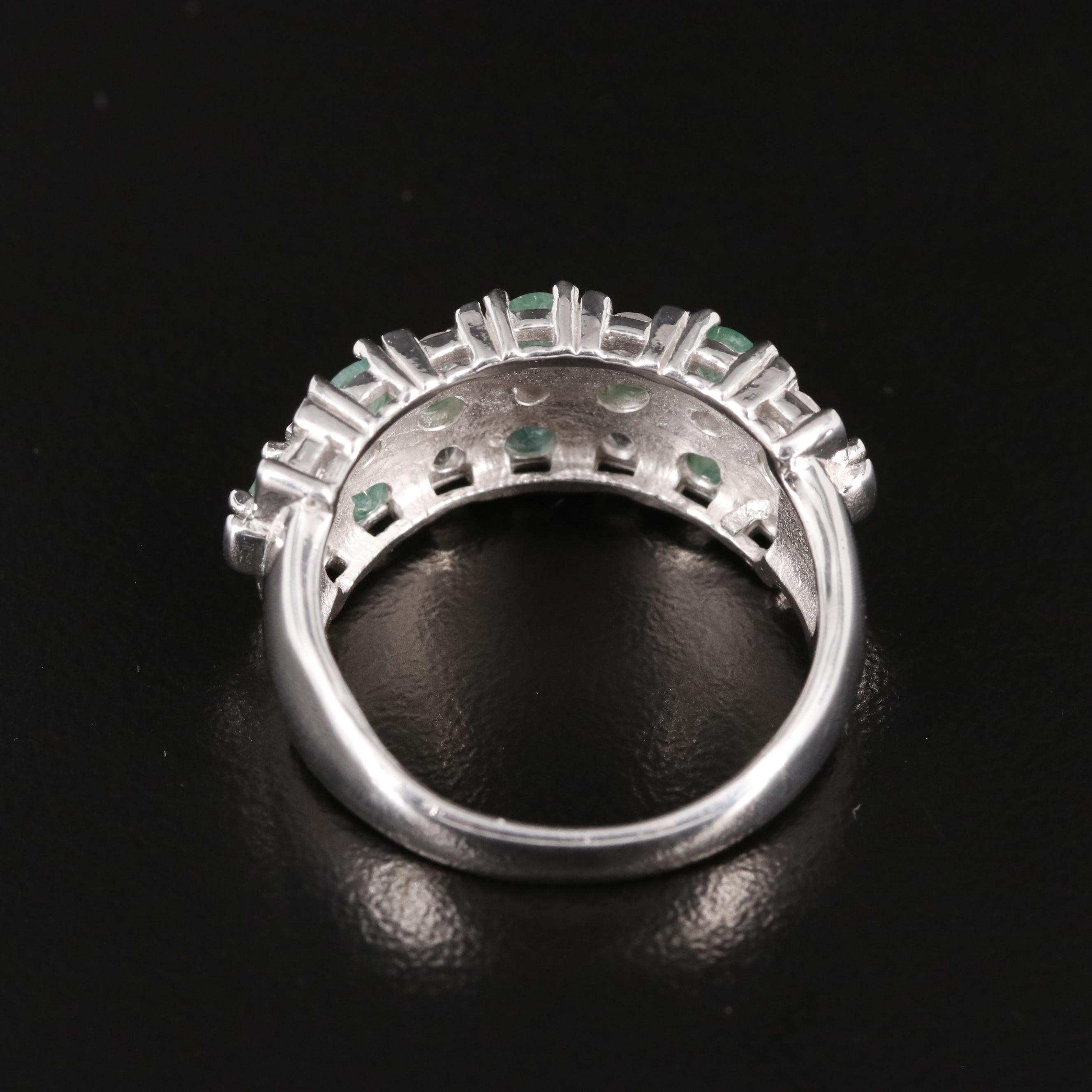 Sterling Emerald and White Topaz Tapered Band