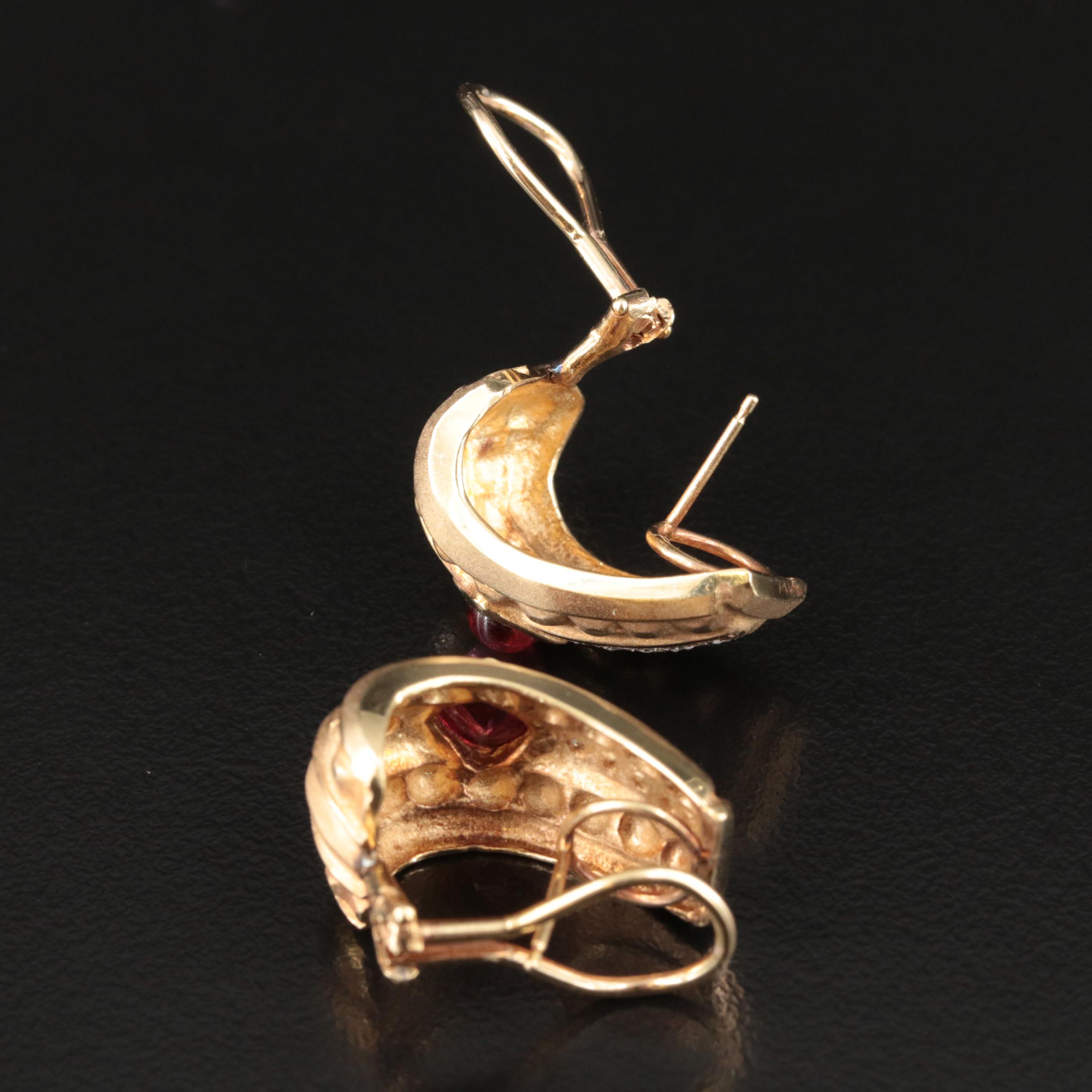 14K Tourmaline and Diamond J Hoop Earrings