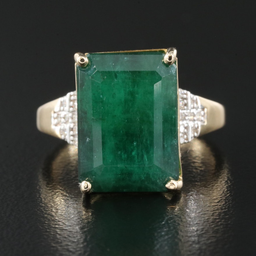 14K 7.72 CT Emerald and Diamond Ring