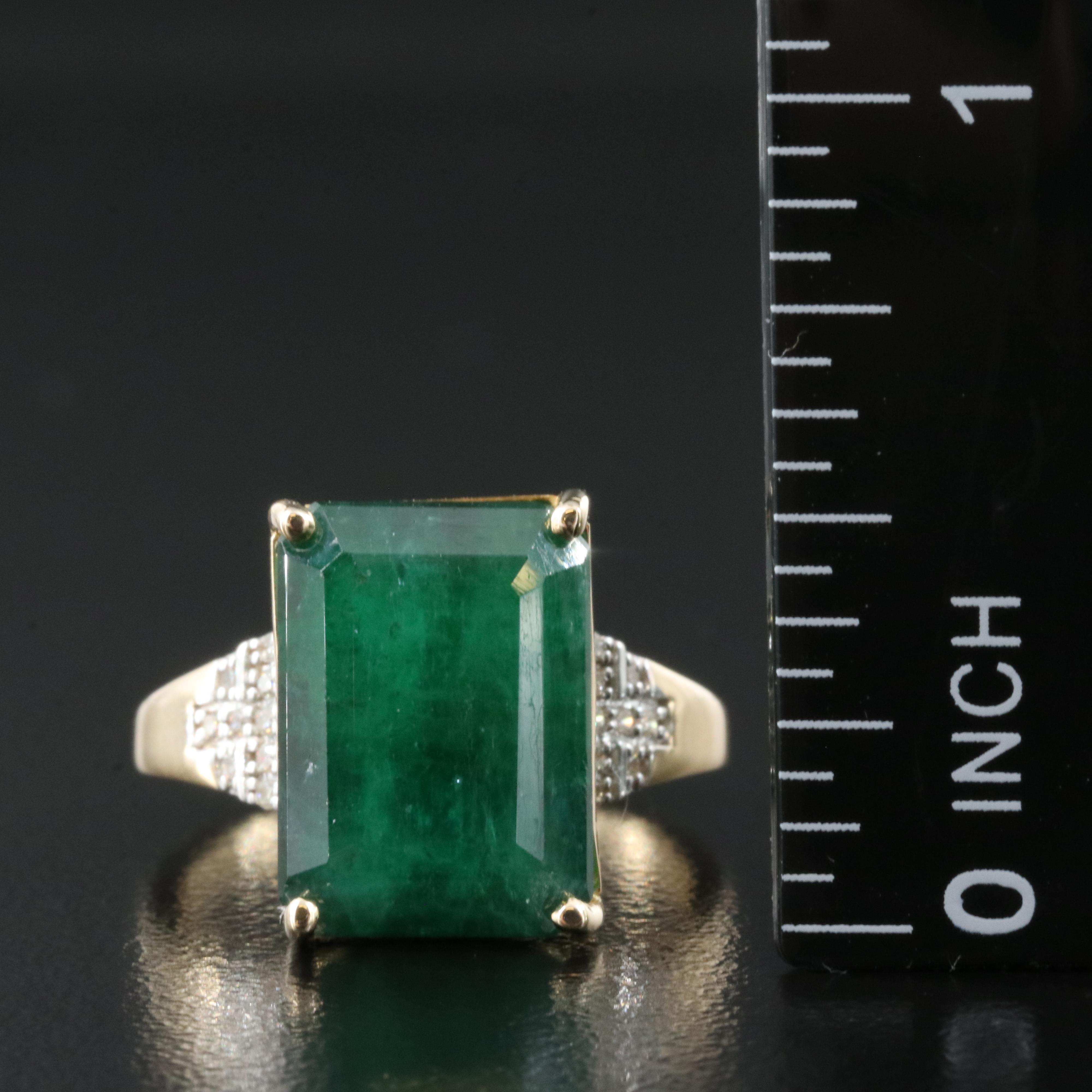 14K 7.72 CT Emerald and Diamond Ring