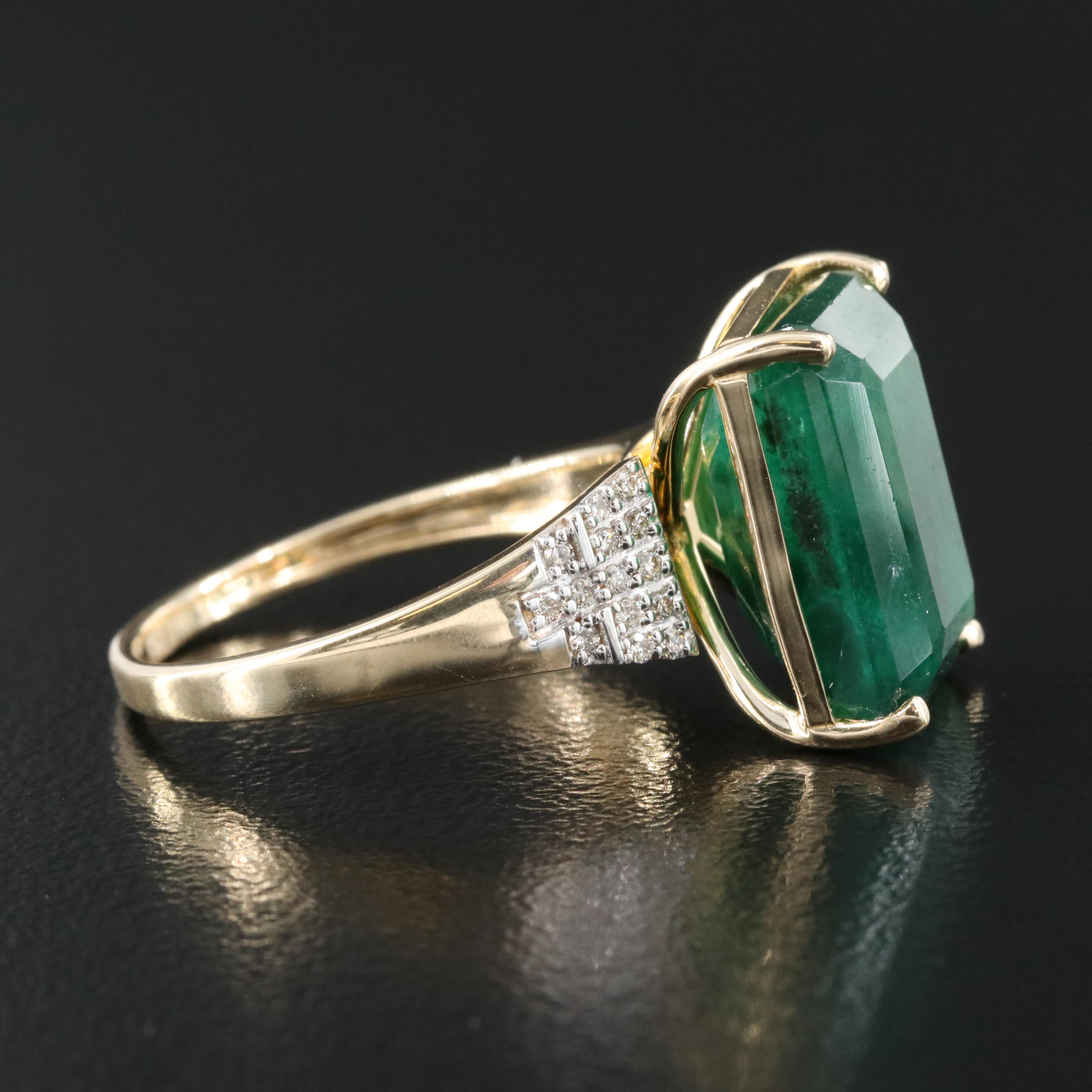 14K 7.72 CT Emerald and Diamond Ring