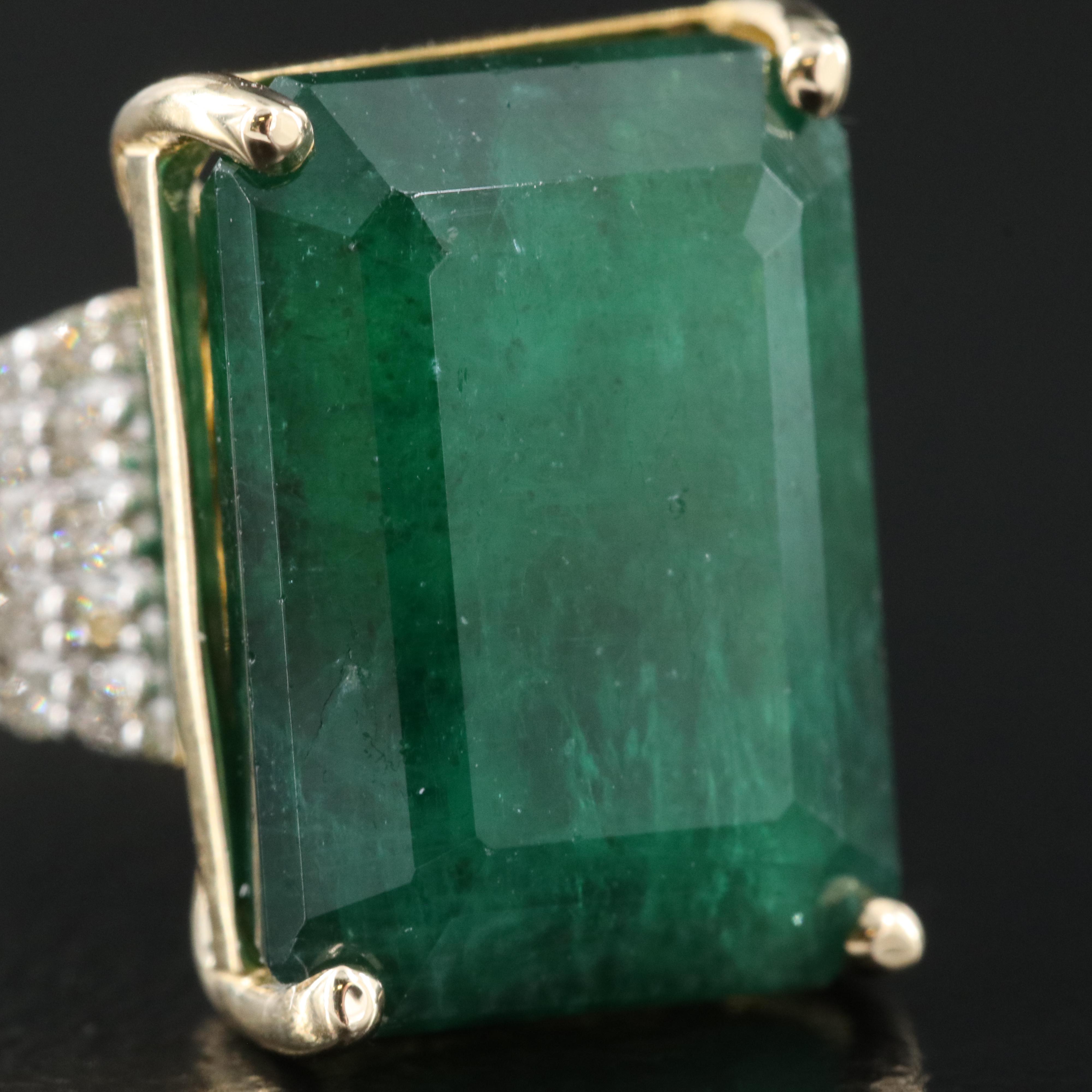 14K 7.72 CT Emerald and Diamond Ring