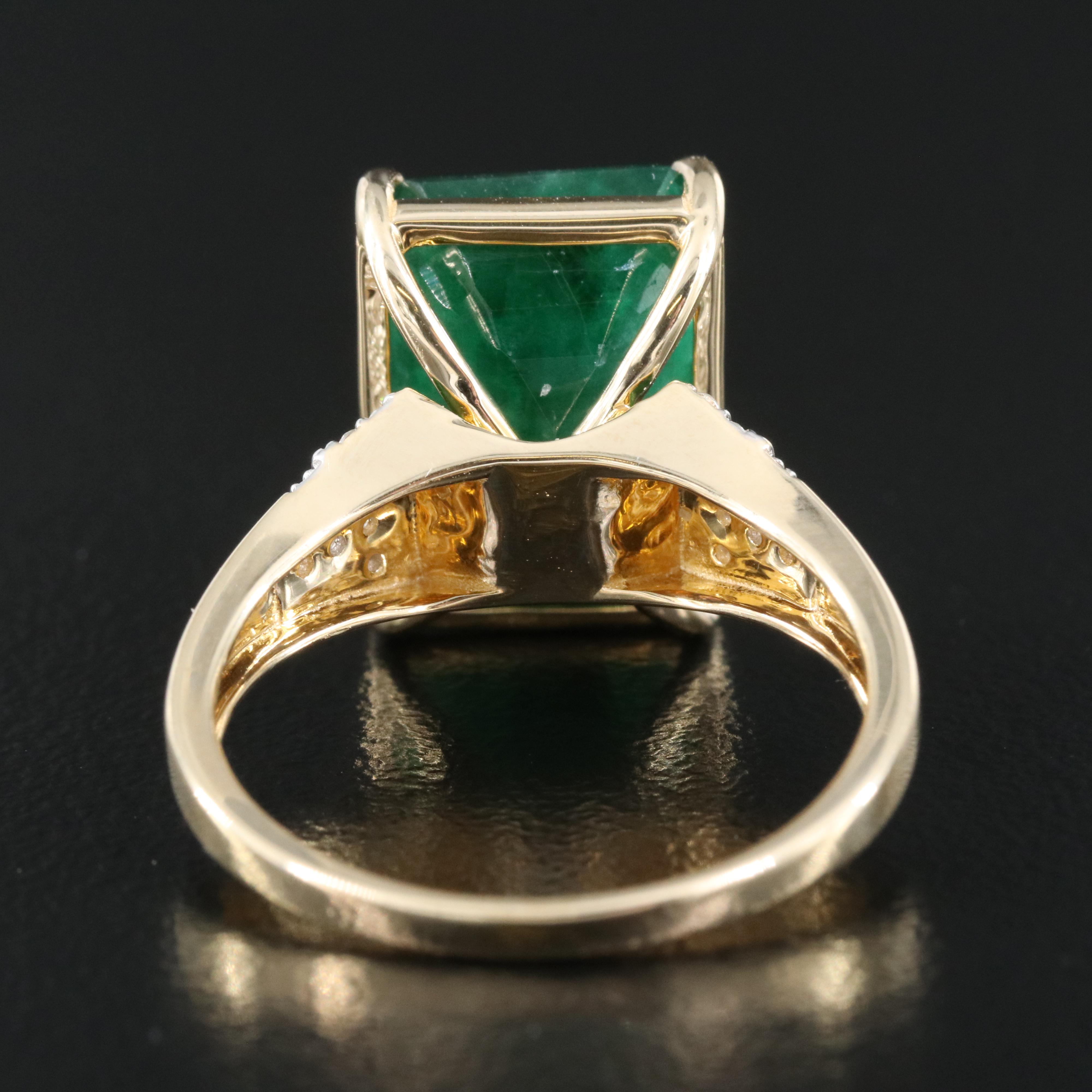 14K 7.72 CT Emerald and Diamond Ring