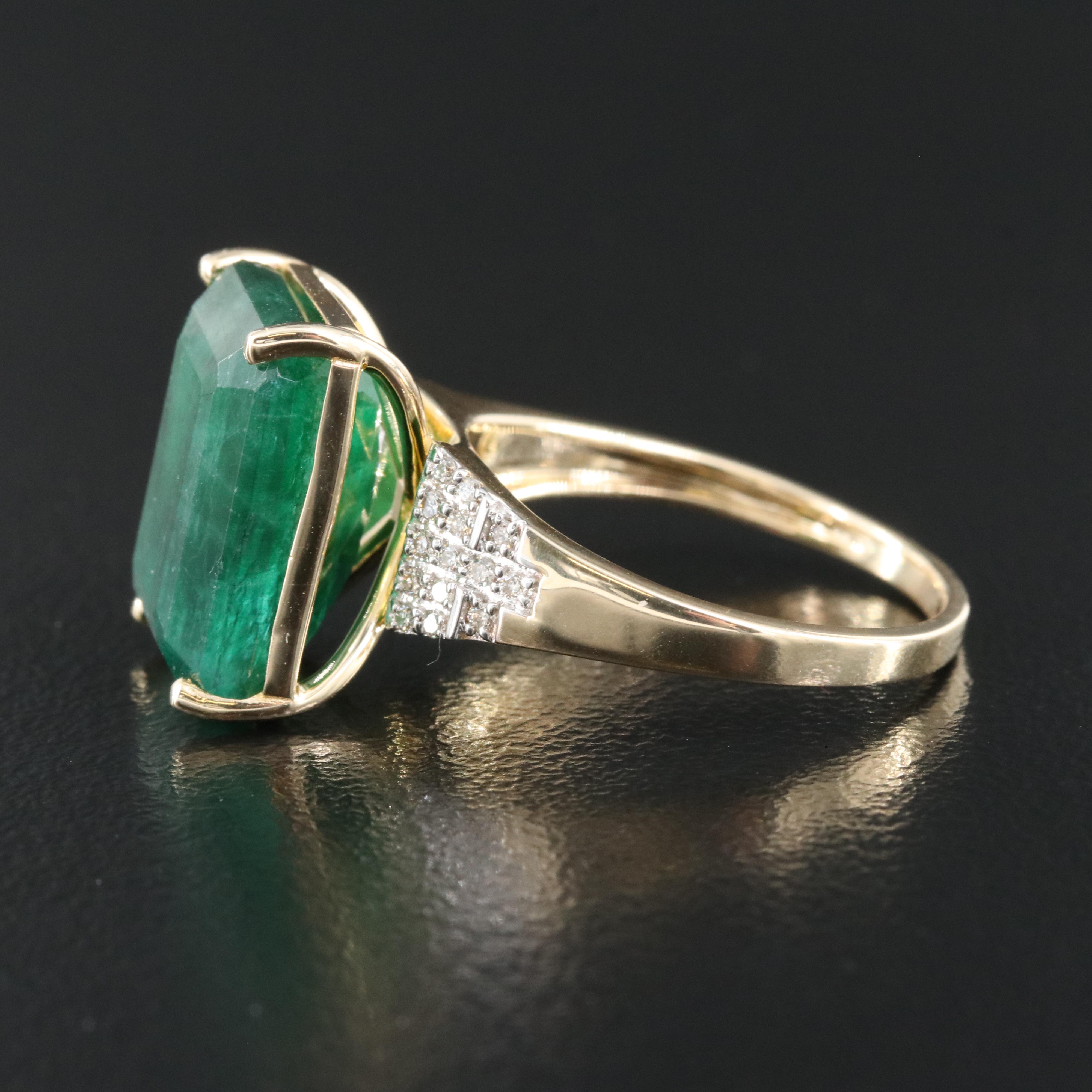 14K 7.72 CT Emerald and Diamond Ring