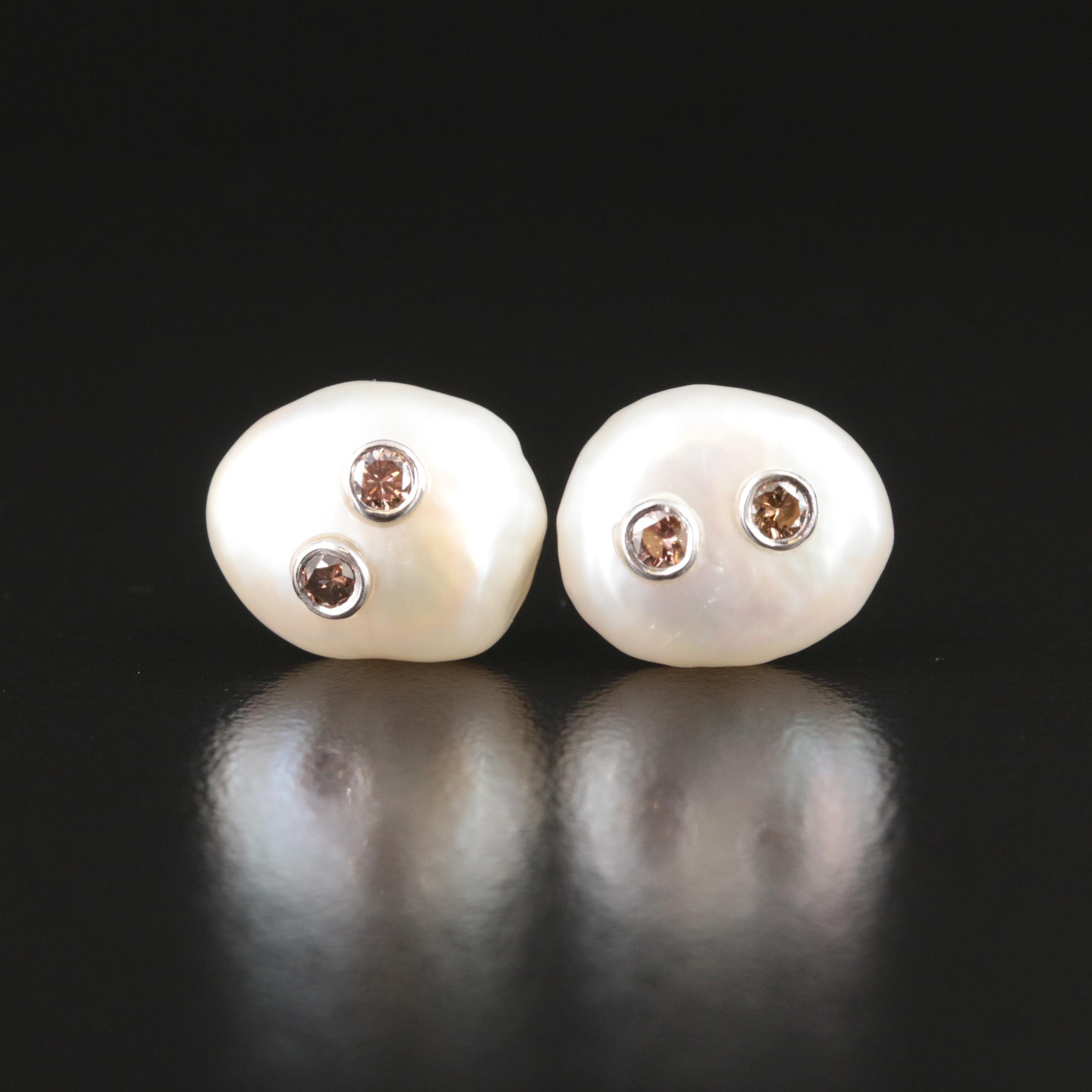 18K Pearl and Diamond Earrings