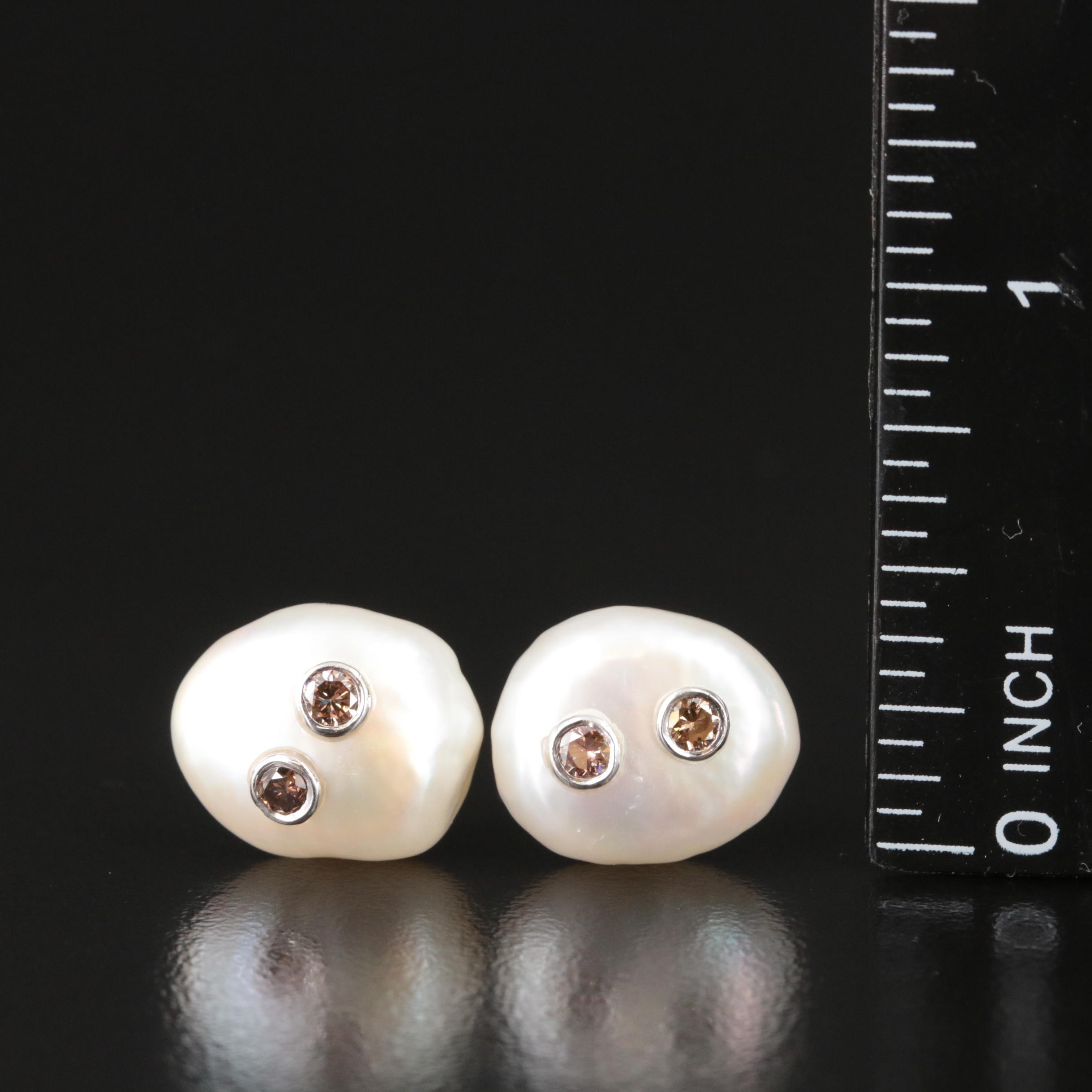 18K Pearl and Diamond Earrings