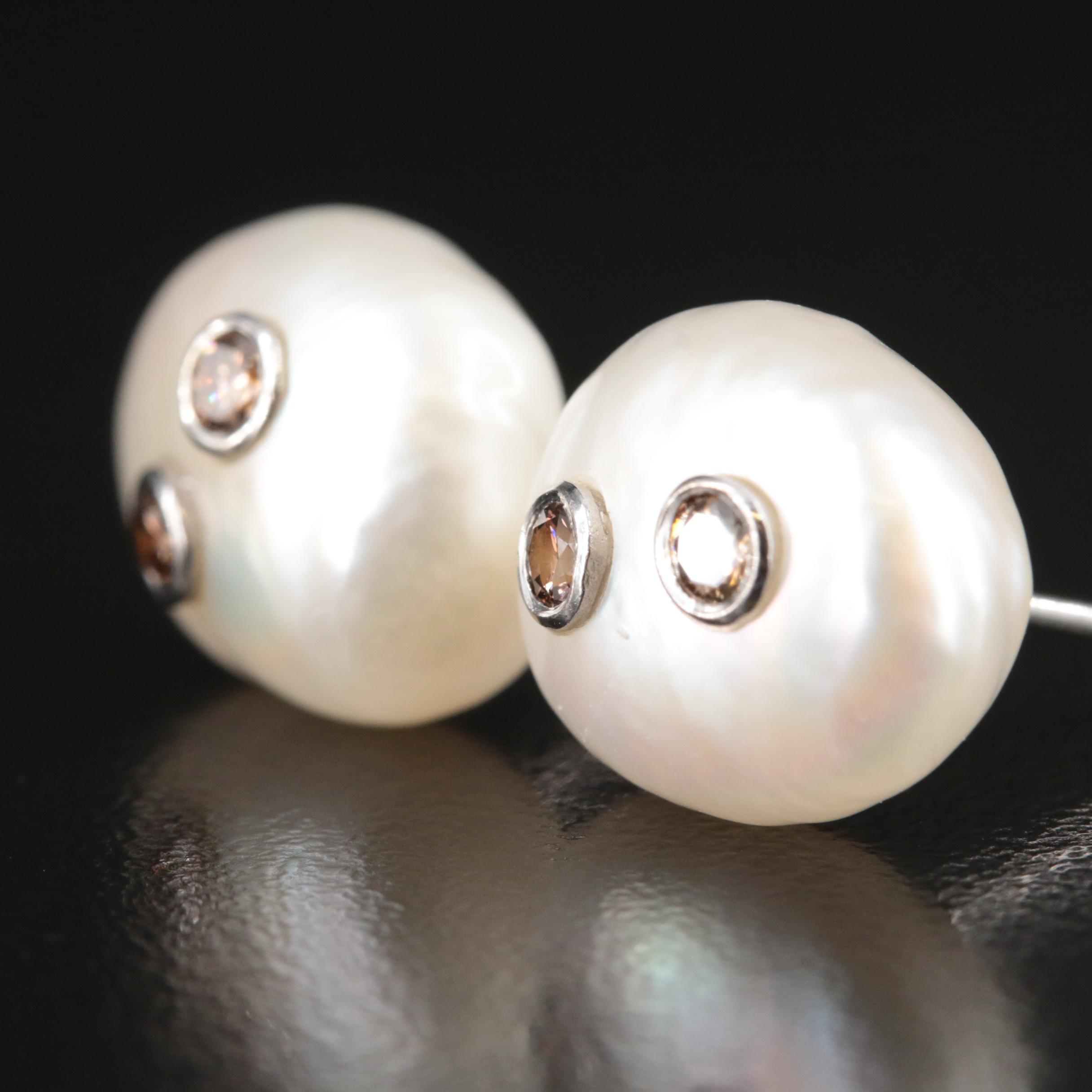 18K Pearl and Diamond Earrings
