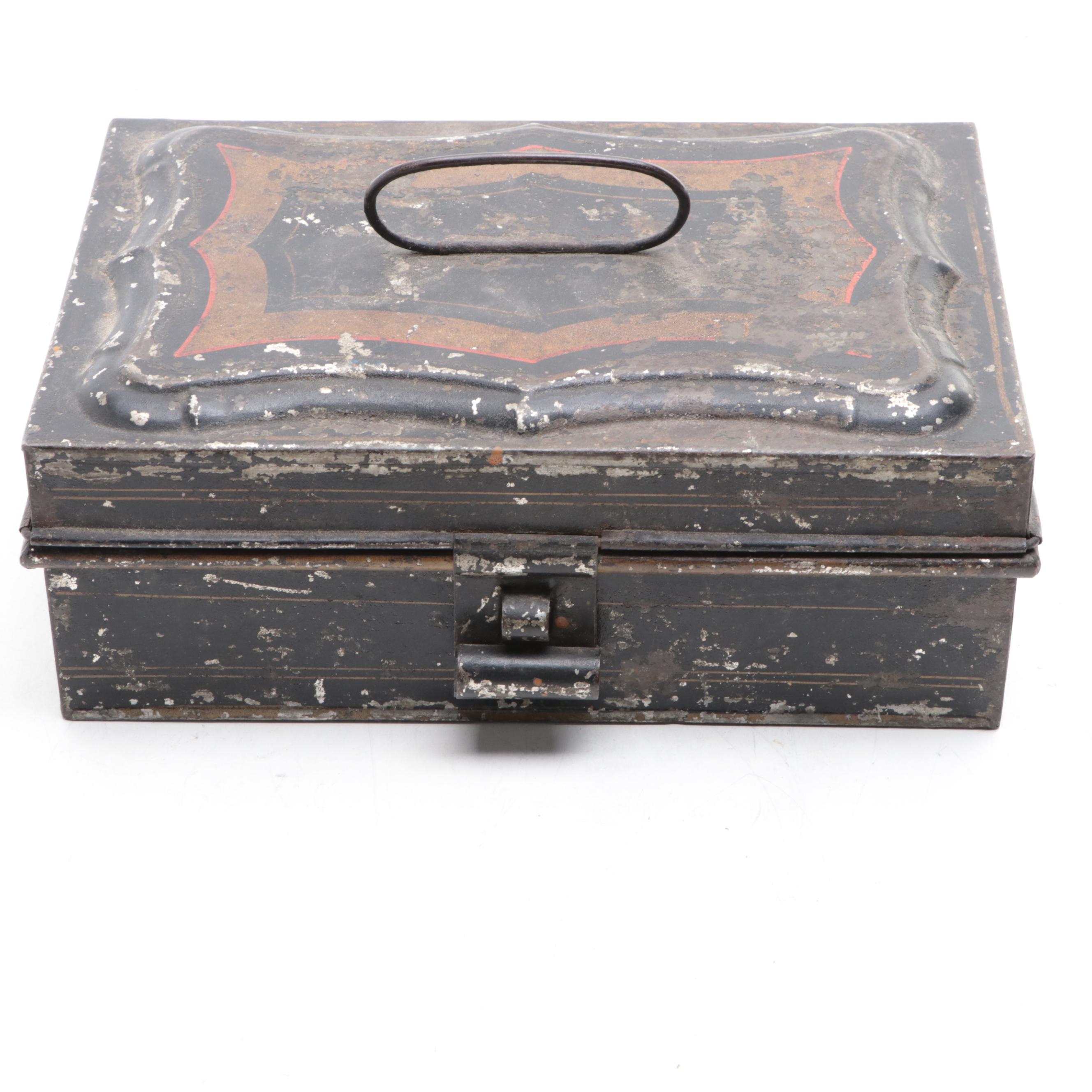 Victorian English Toleware Spice Box, Mid to Late 19th Century
