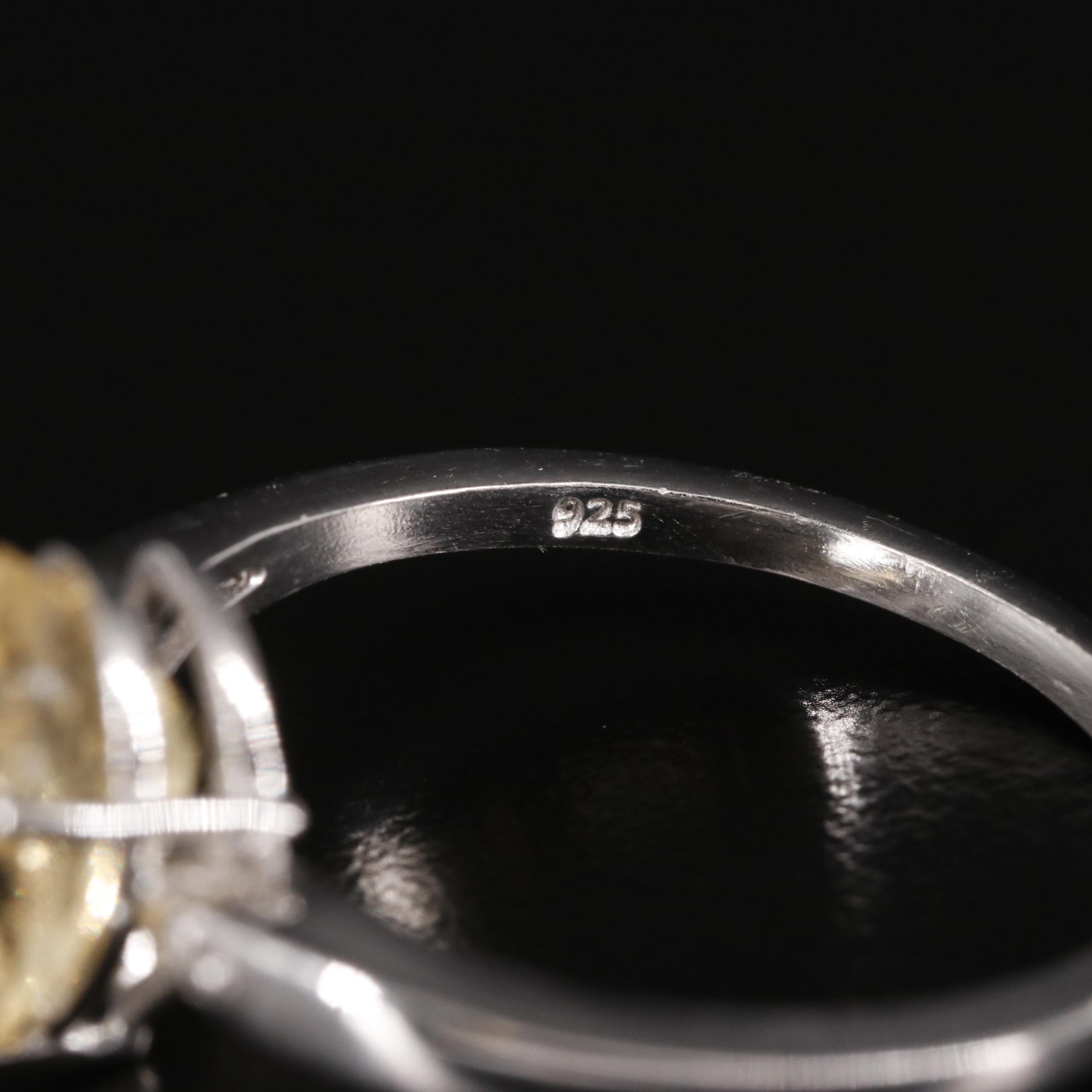 Sterling Citrine and Diamond Ring