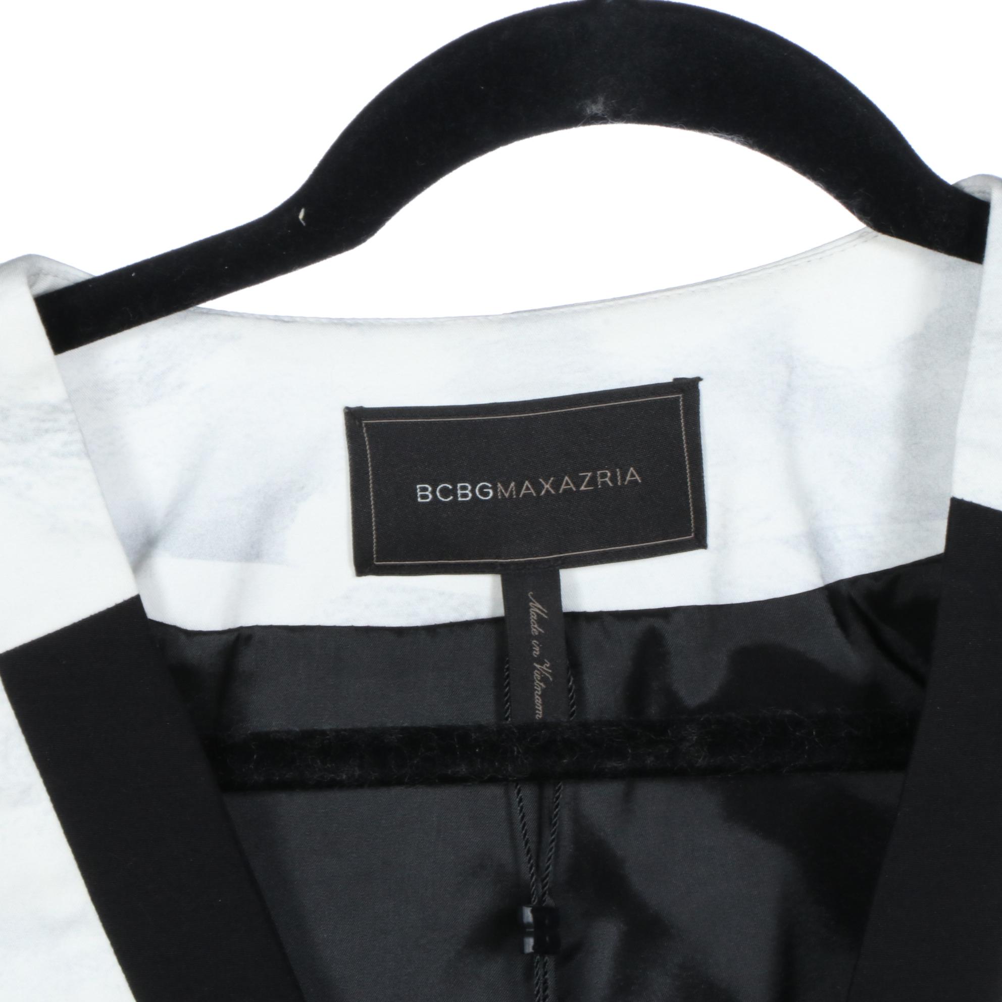 BCBG Maxazria Peplum Jacket with Satin Trim and Collarless Crop Jackets in Print