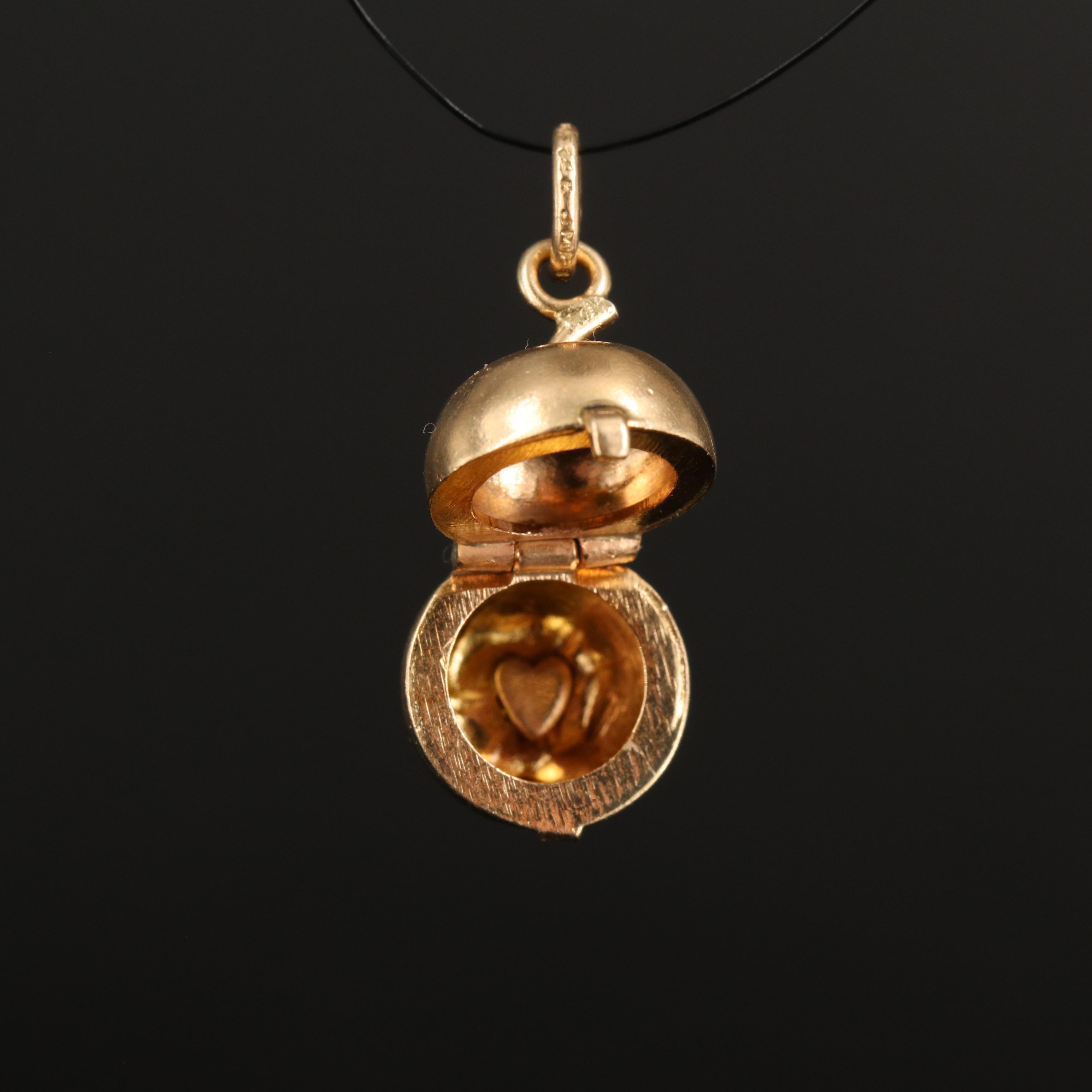 14K Apple and Heart Charm