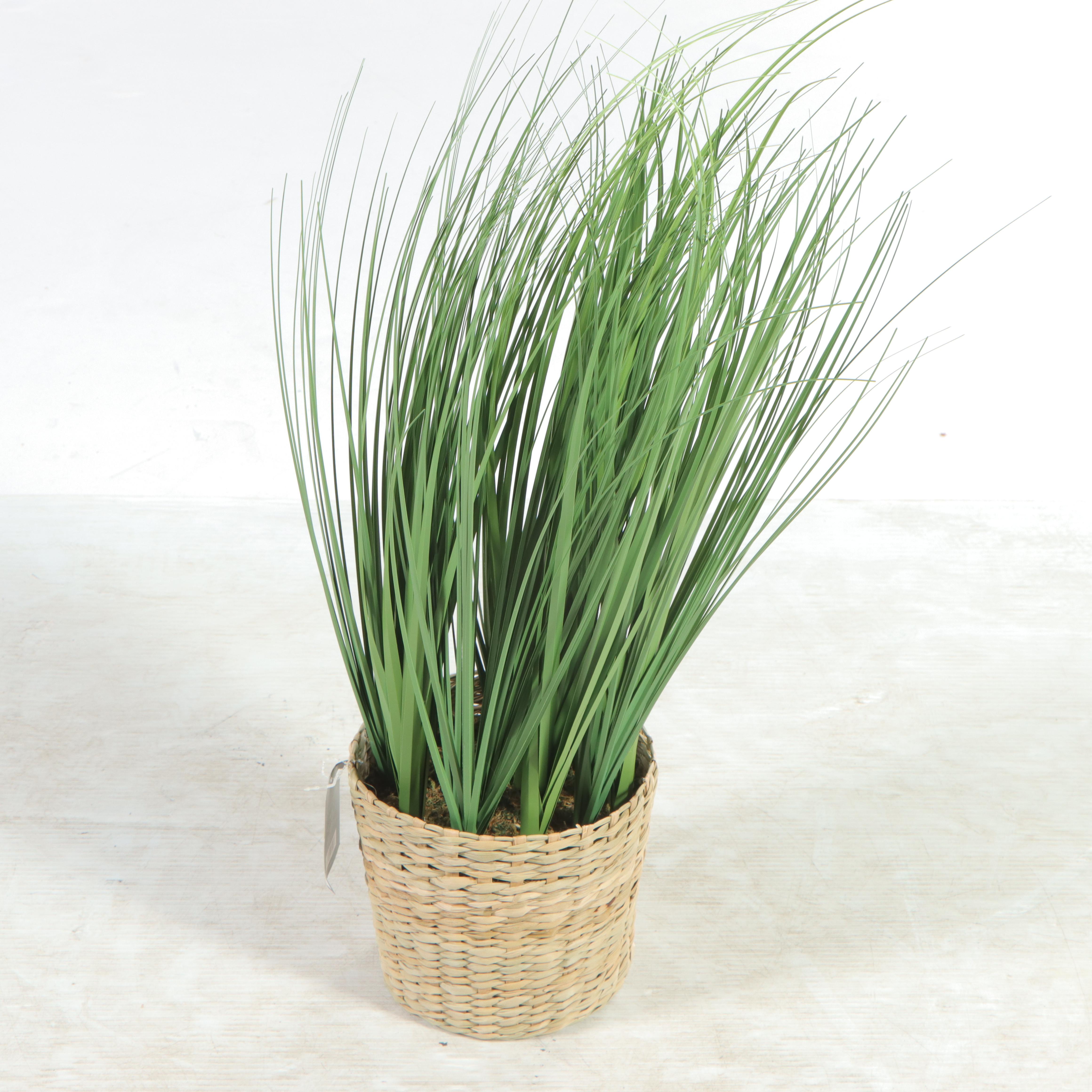 Threshold With Studio McGee Woven Magazine Holder and Potted Faux Grass