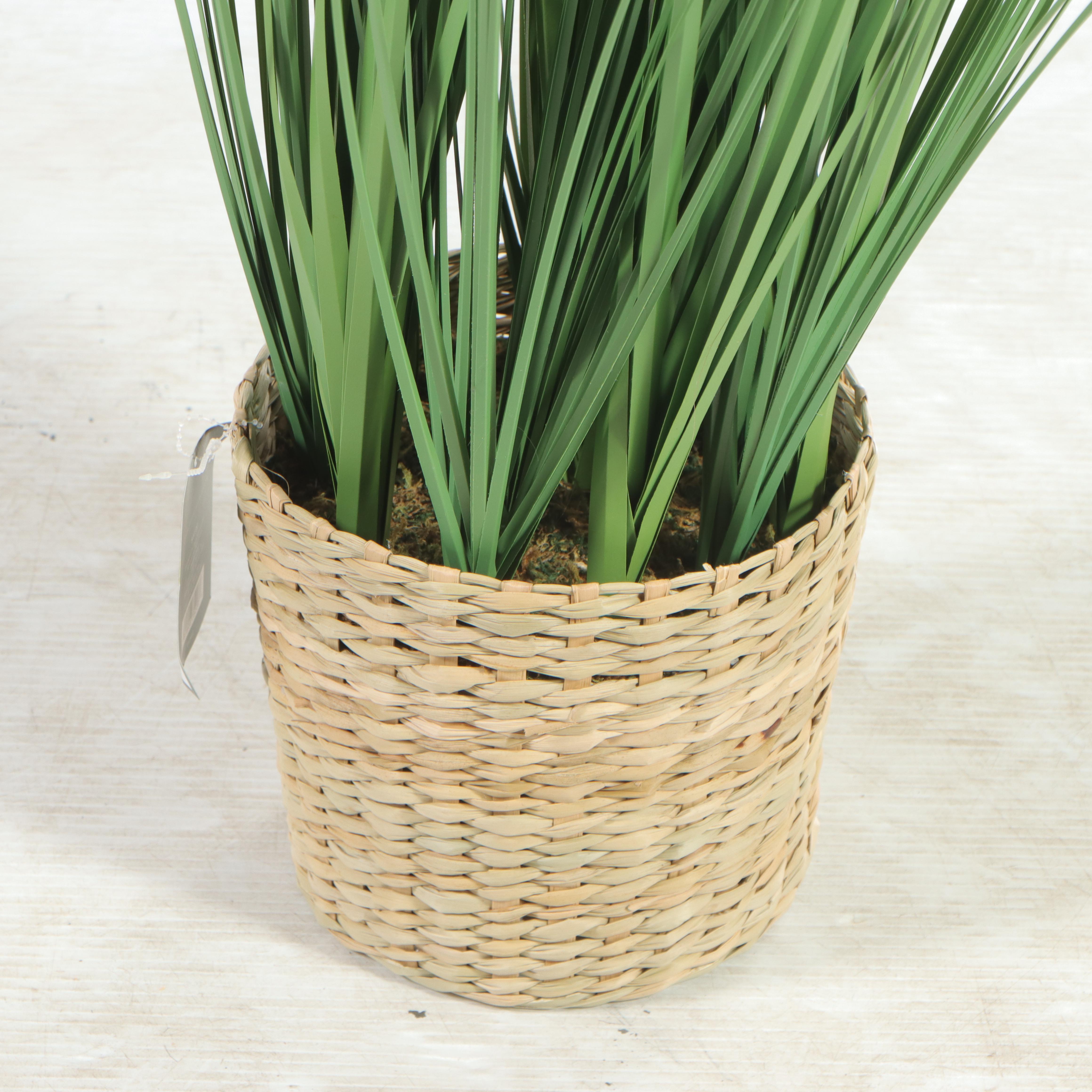 Threshold With Studio McGee Woven Magazine Holder and Potted Faux Grass