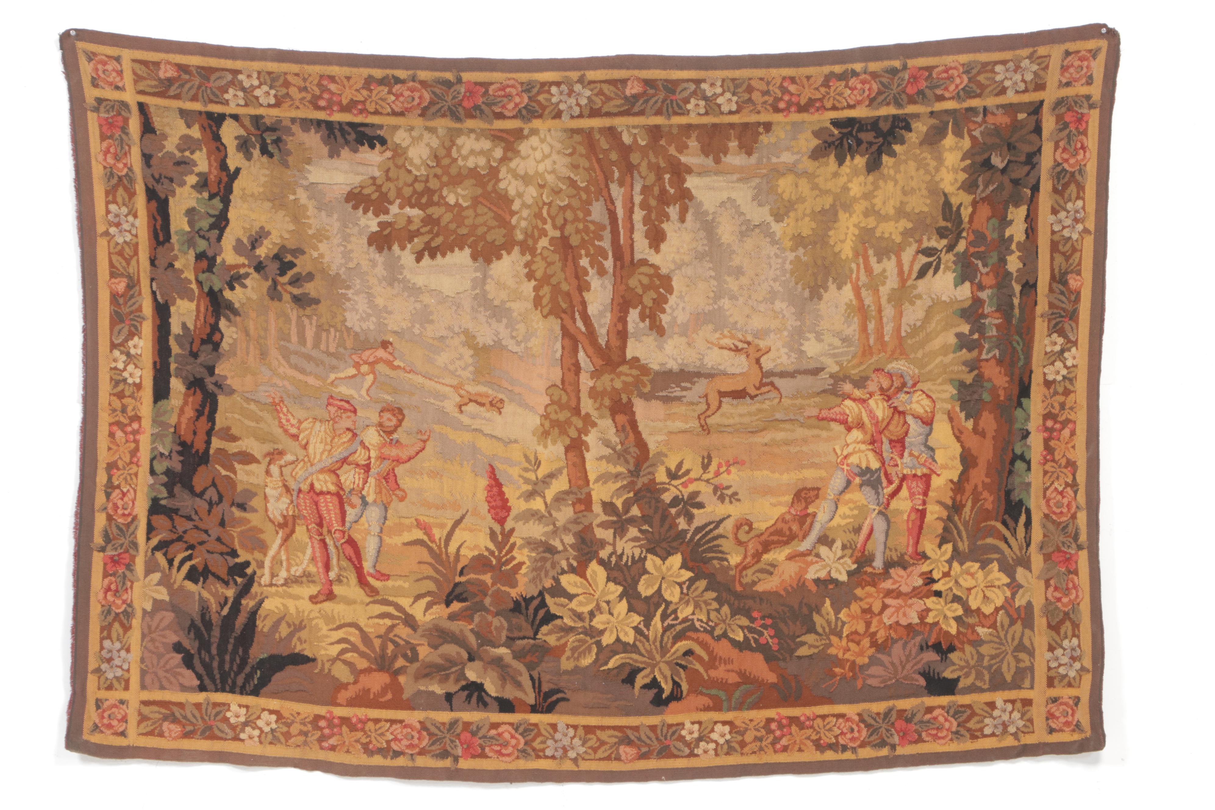 Flemish Landscape Woven Tapestry, 19th Century