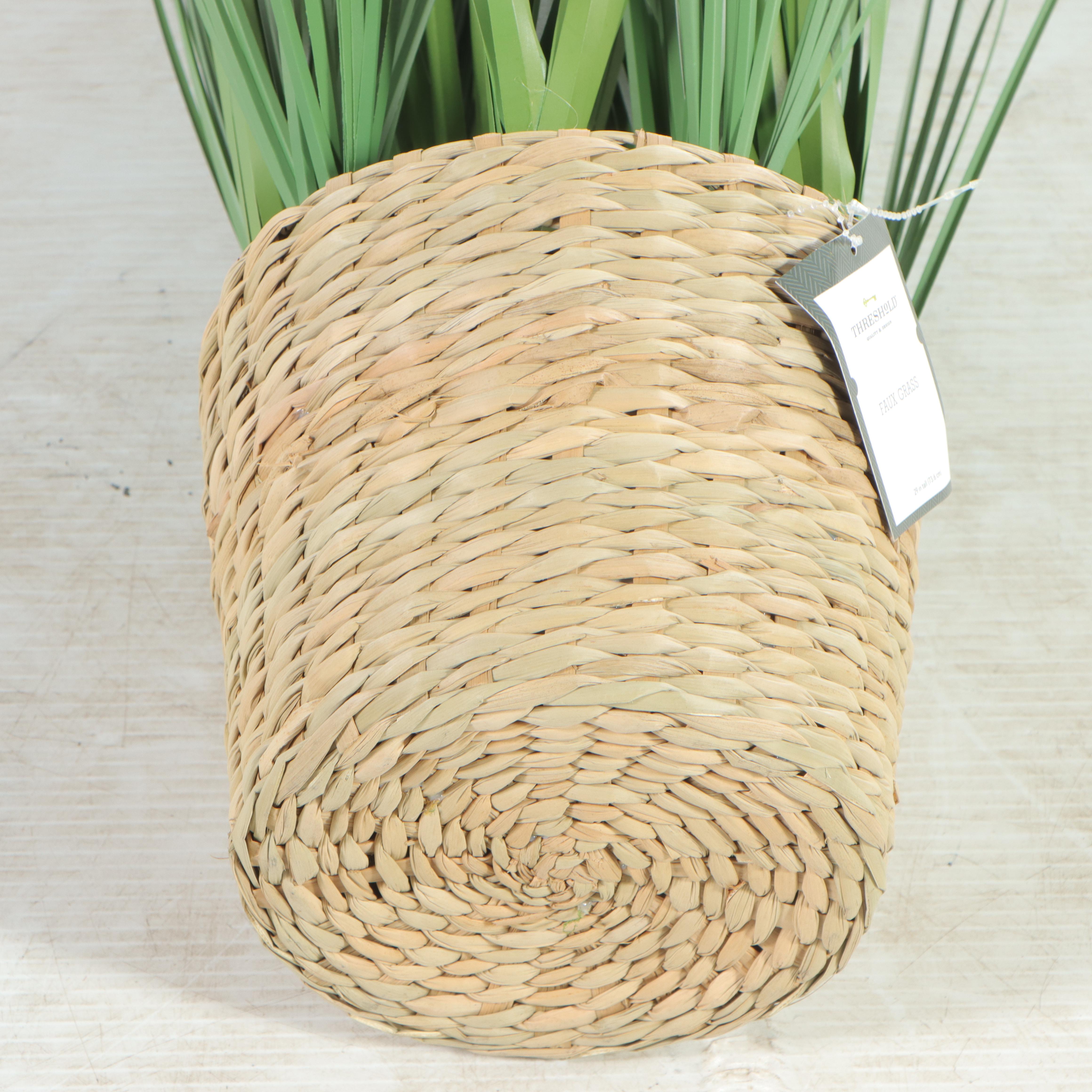 Threshold With Studio McGee Woven Magazine Holder and Potted Faux Grass