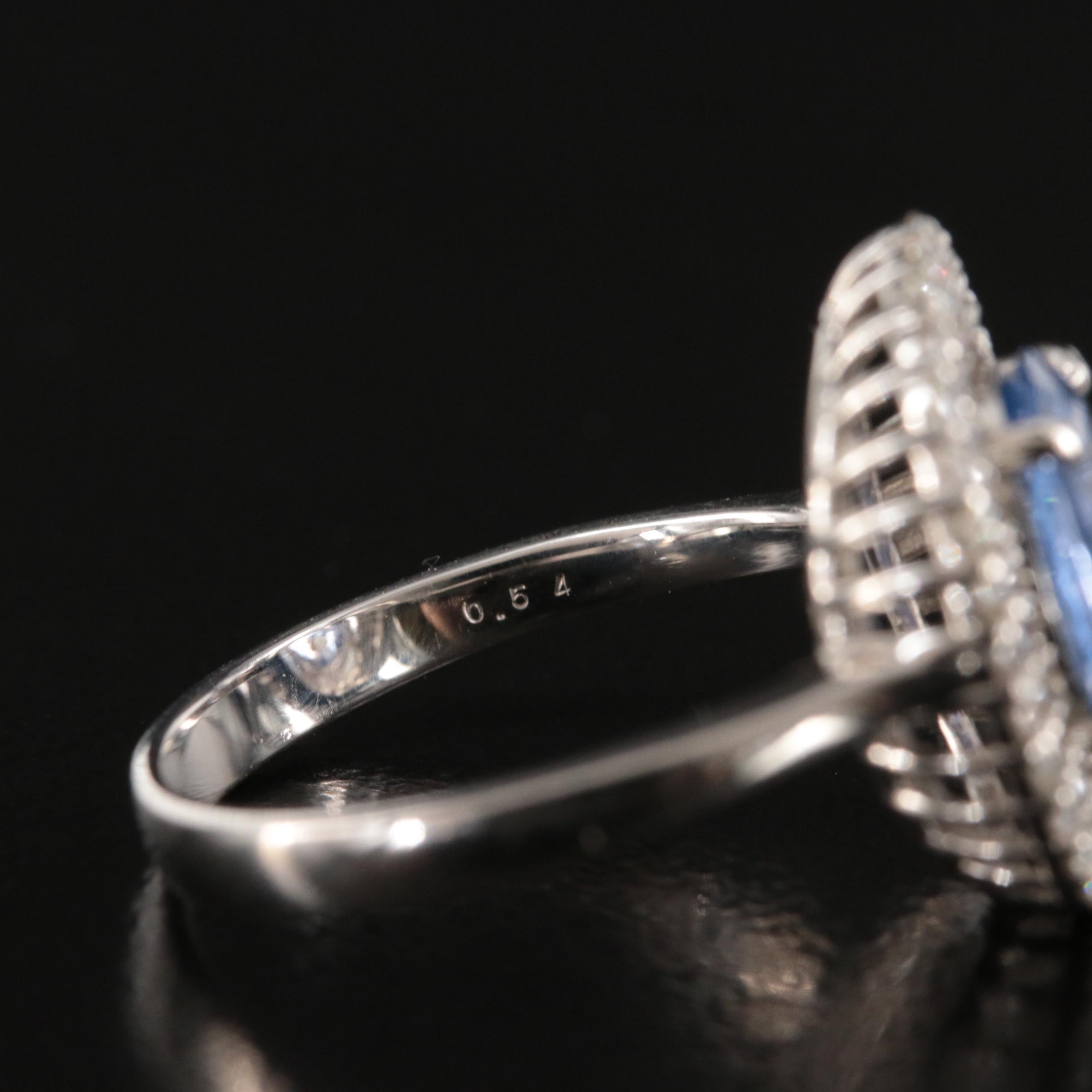 Platinum 1.83 CT Ceylon Sapphire and Diamond Double Halo Ring with GIA Report