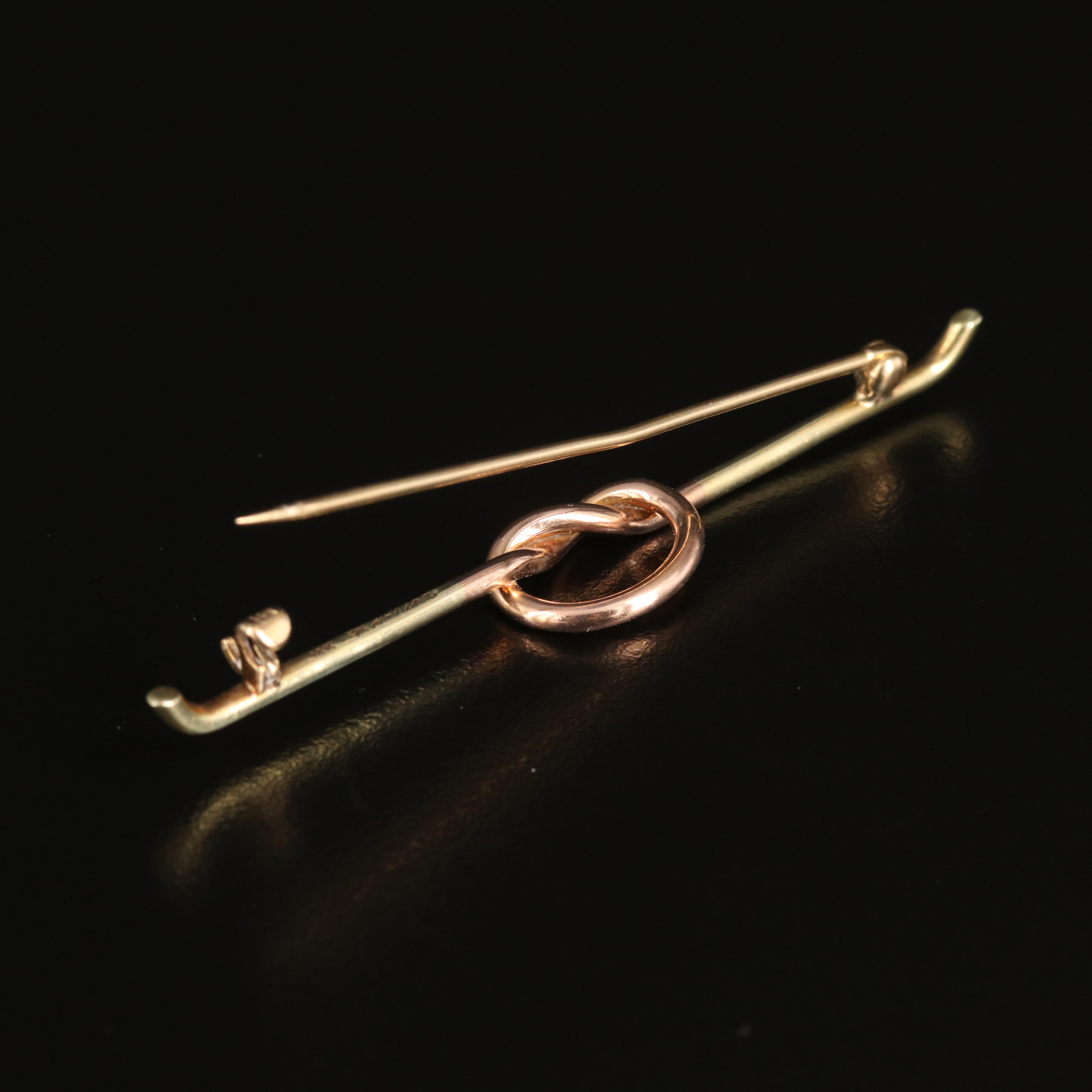 14K Knot Brooch with Rose Gold Accent