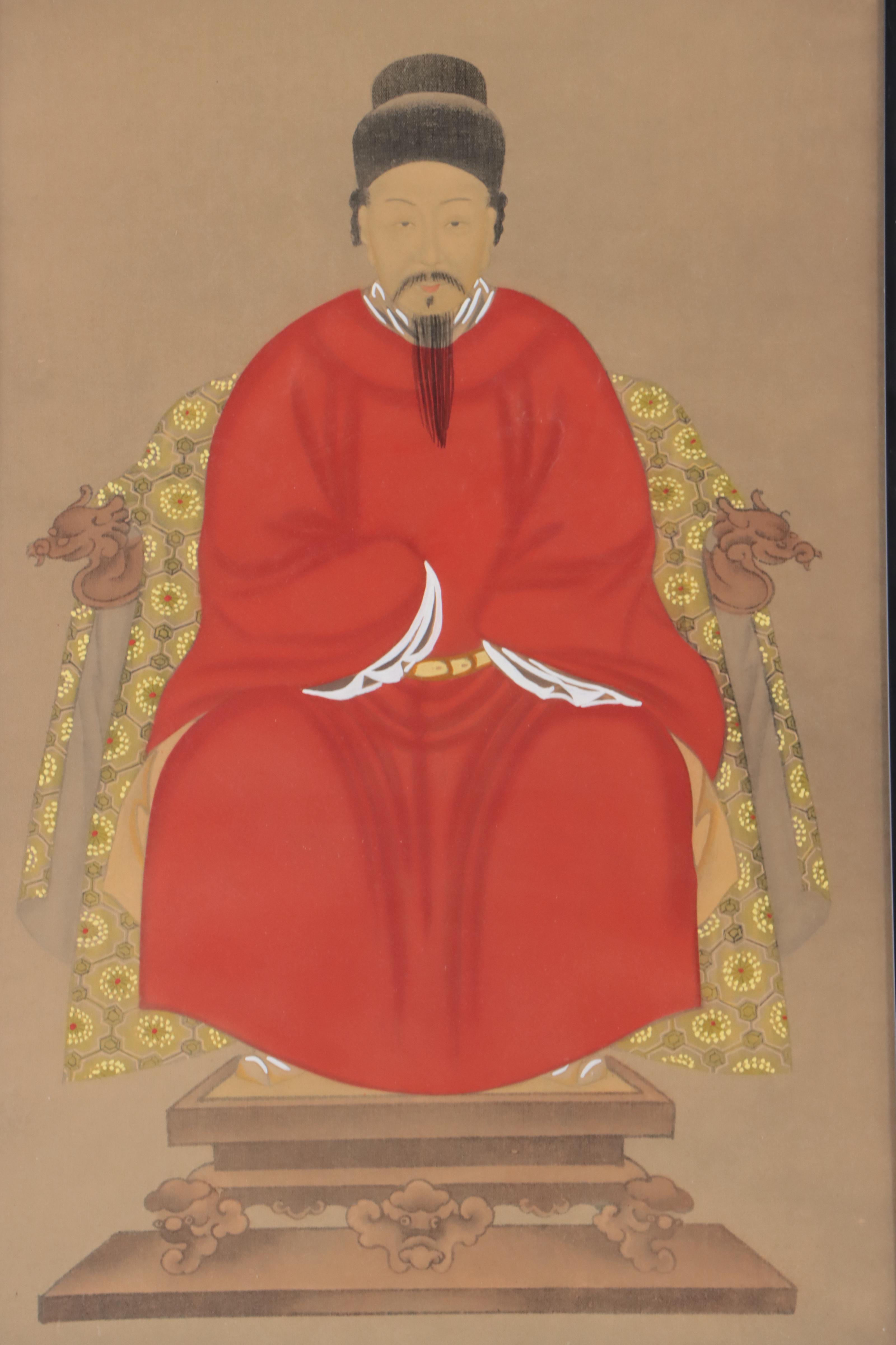 Chinese Ancestor Portrait Gouache Paintings