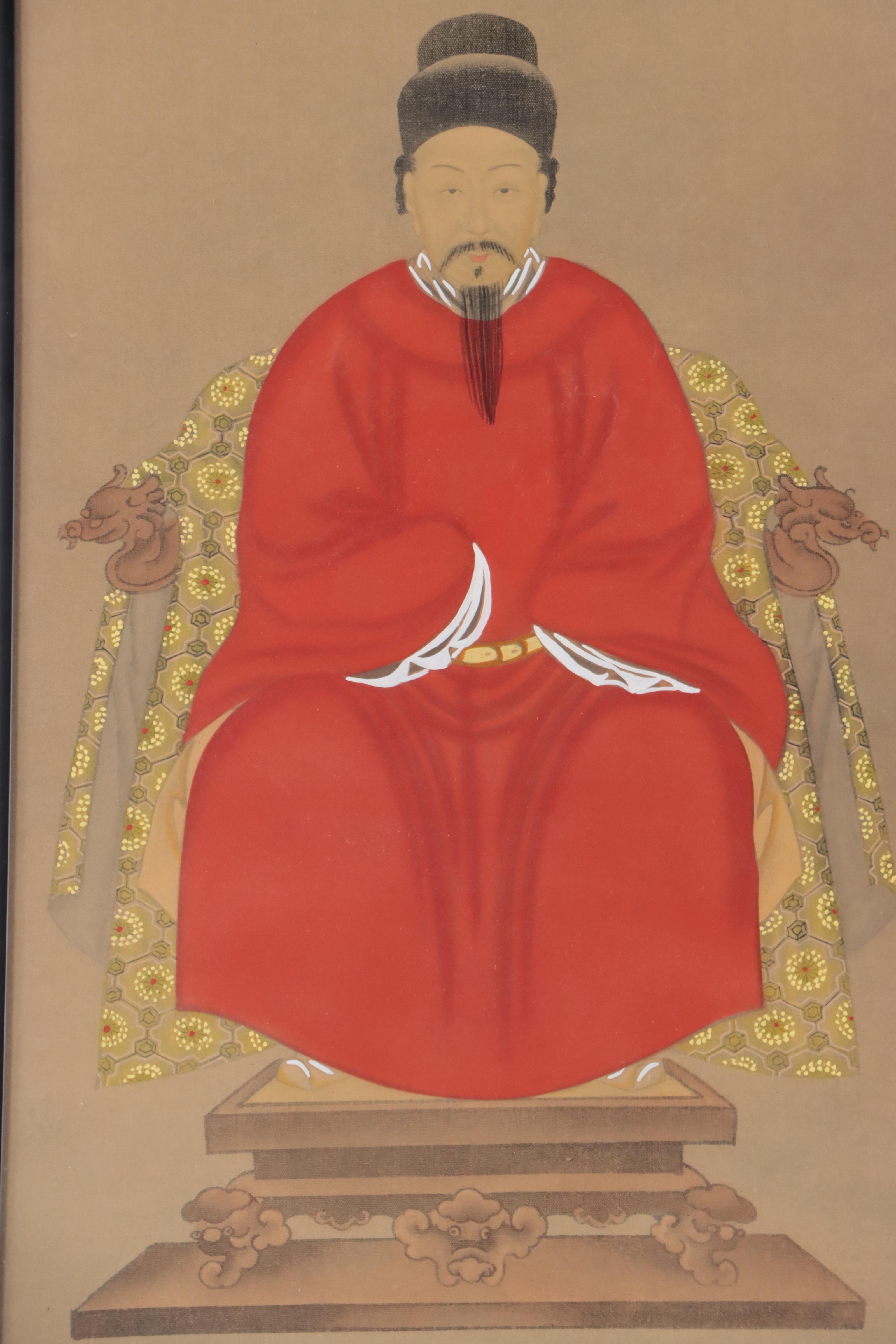 Chinese Ancestor Portrait Gouache Paintings