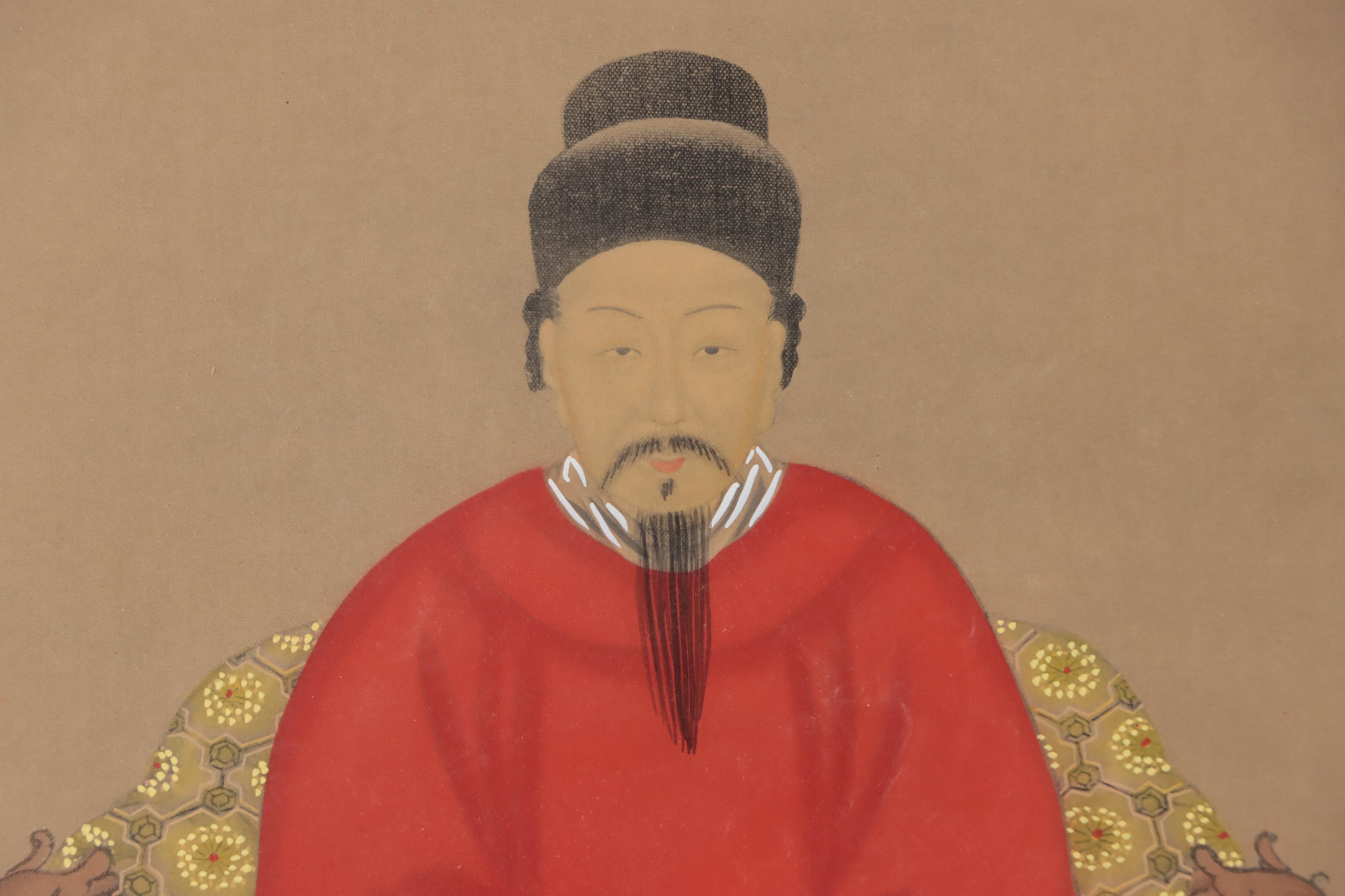 Chinese Ancestor Portrait Gouache Paintings