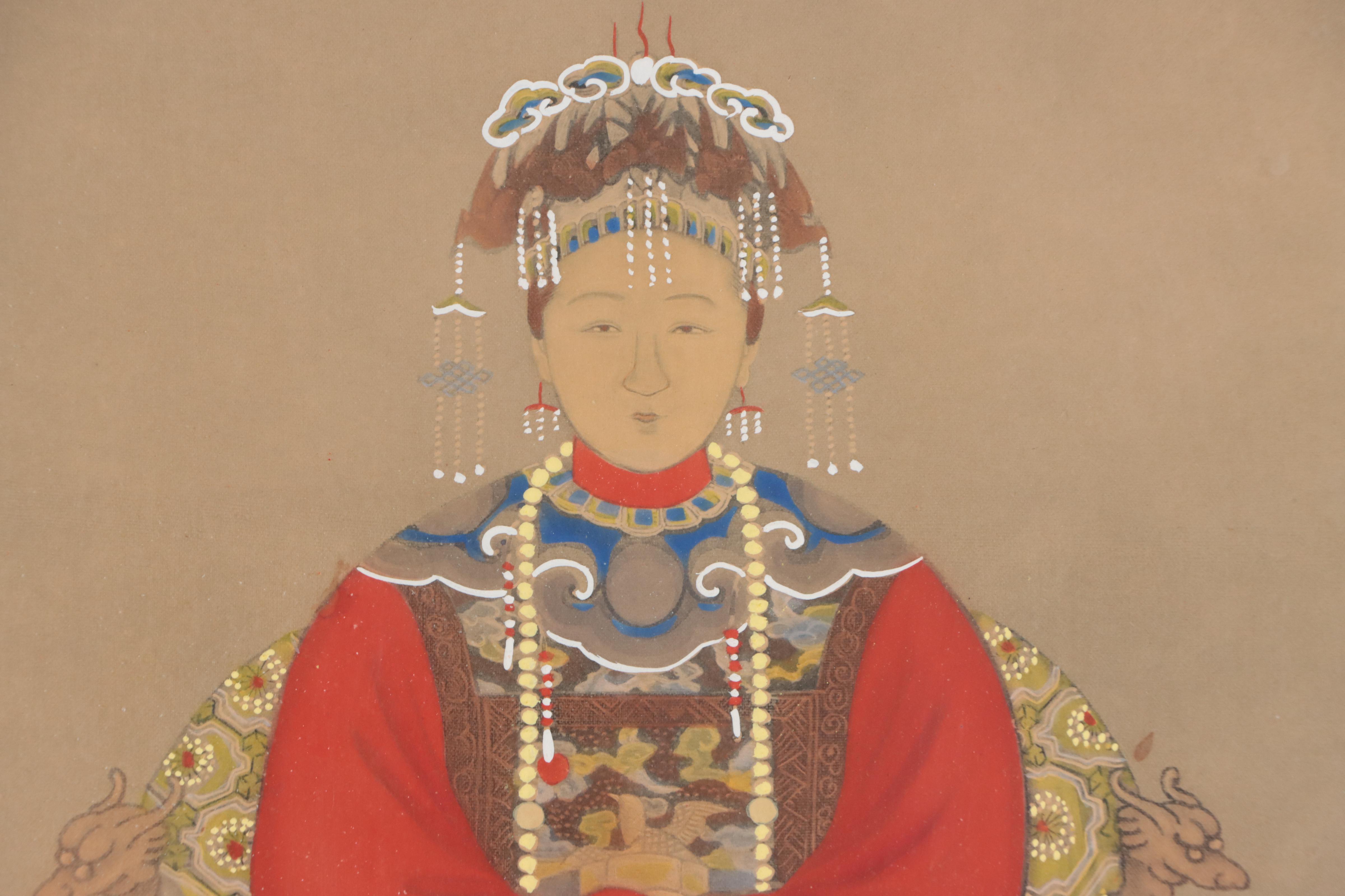 Chinese Ancestor Portrait Gouache Paintings