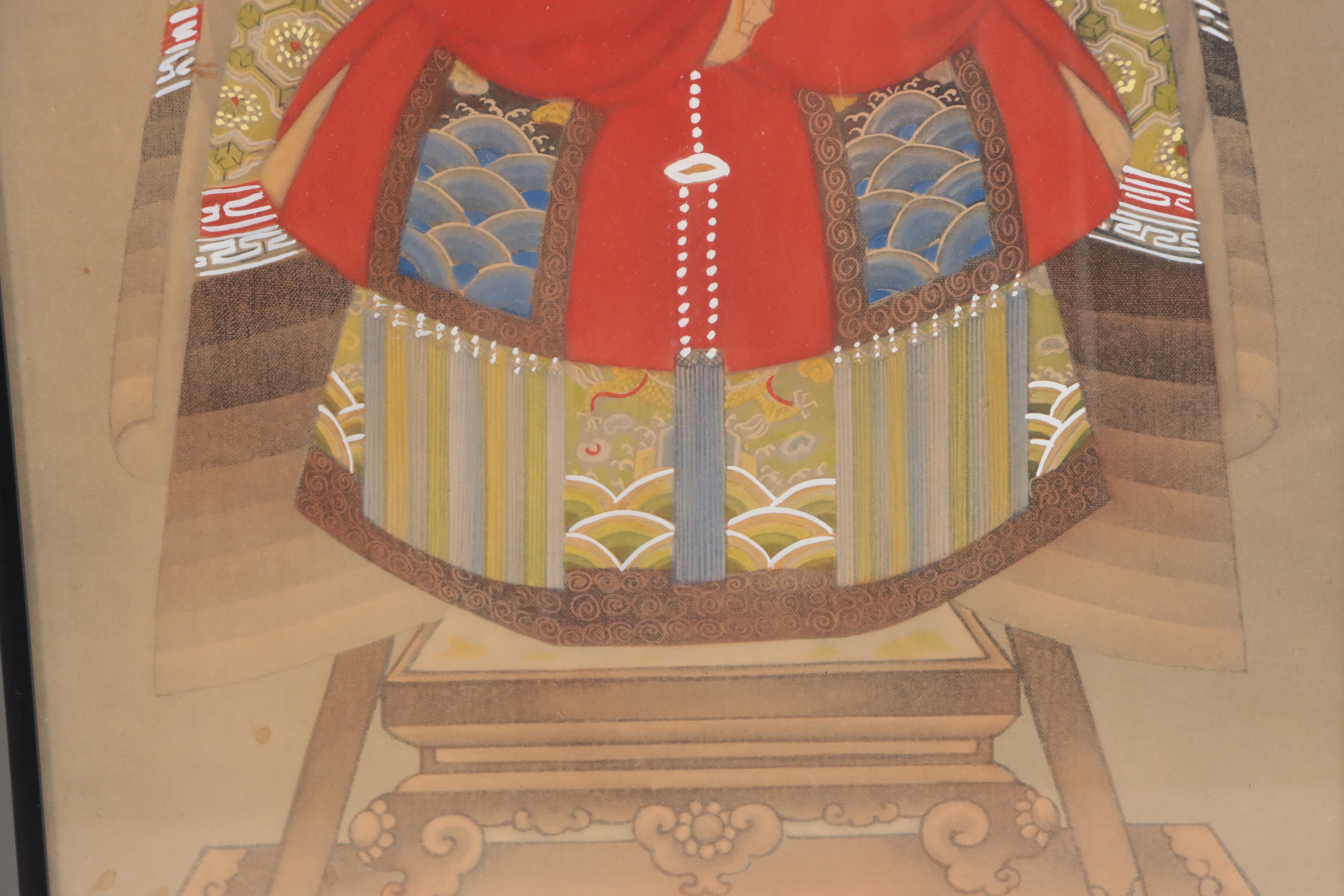 Chinese Ancestor Portrait Gouache Paintings