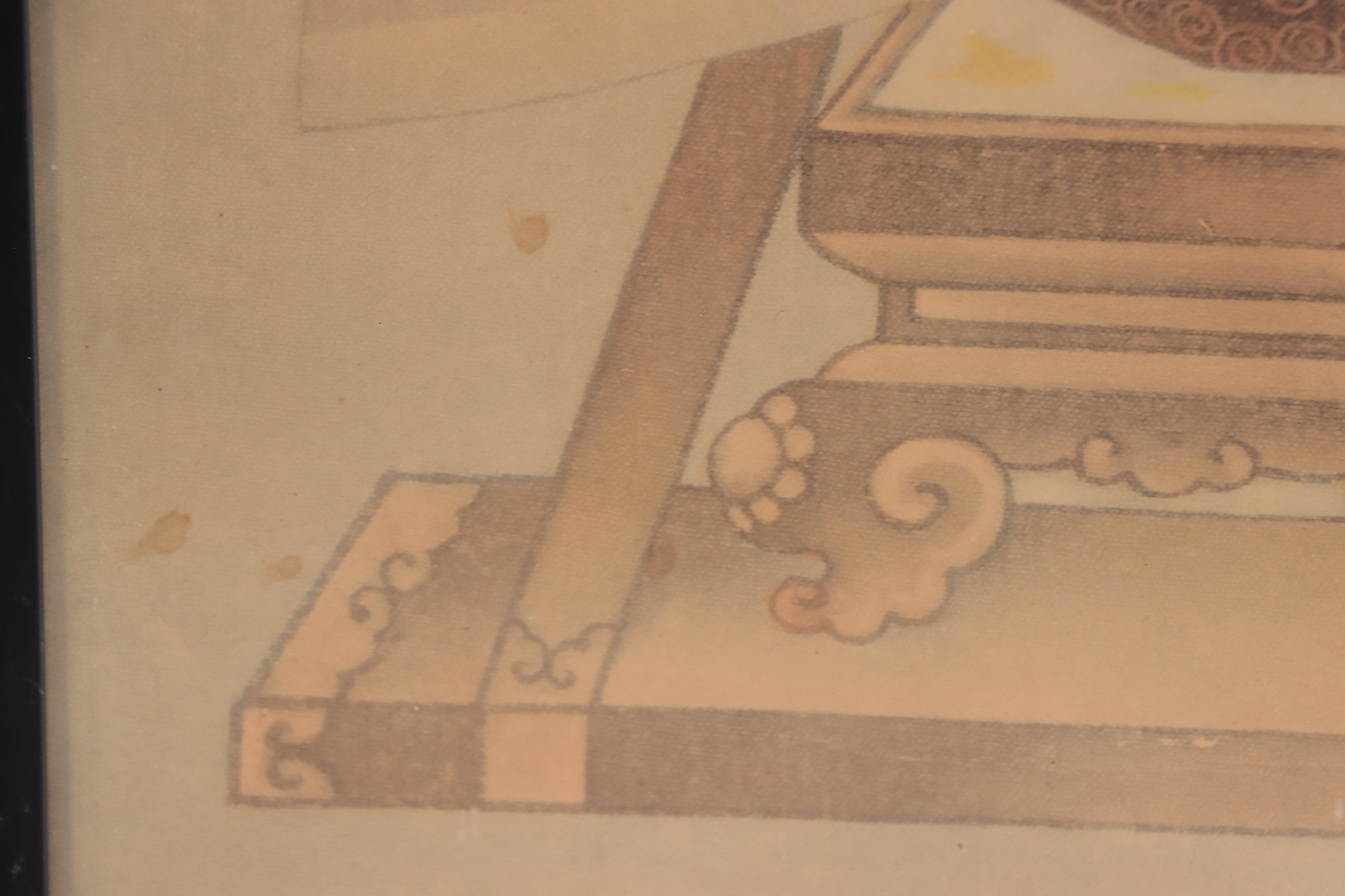 Chinese Ancestor Portrait Gouache Paintings