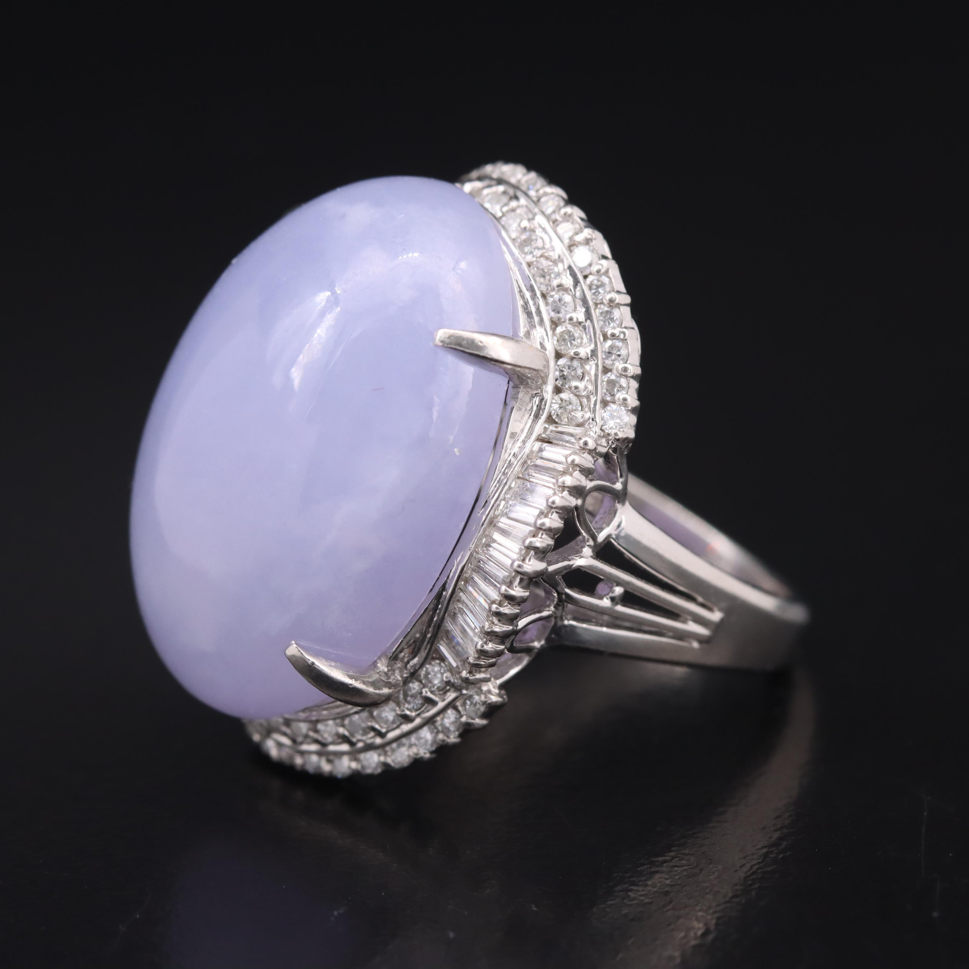 Platinum Jadeite and Diamond Ring with GIA Report