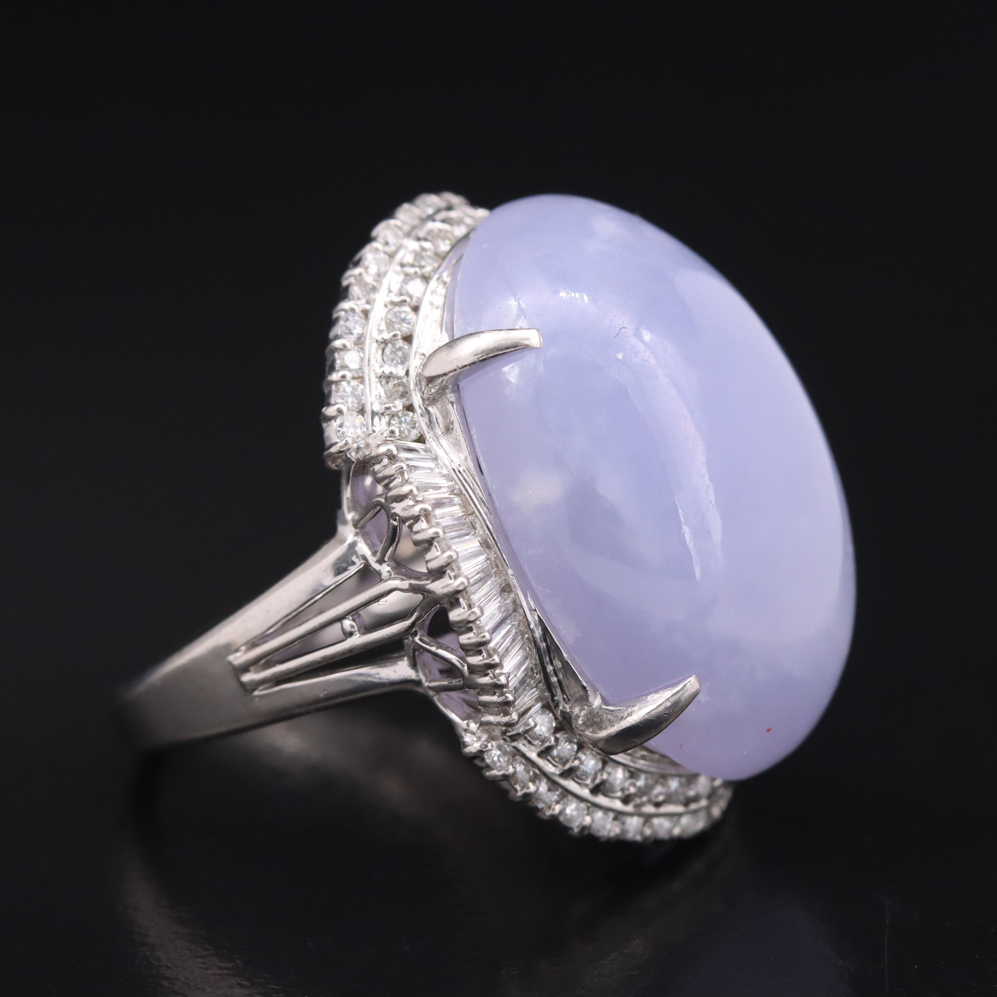 Platinum Jadeite and Diamond Ring with GIA Report