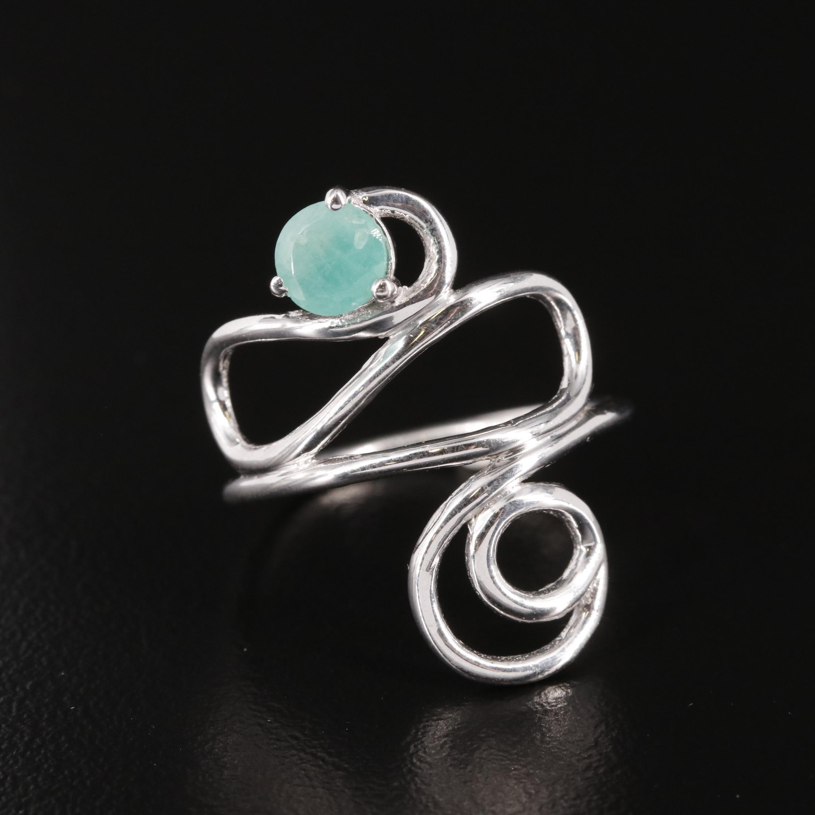 Sterling Emerald Wrap Ring