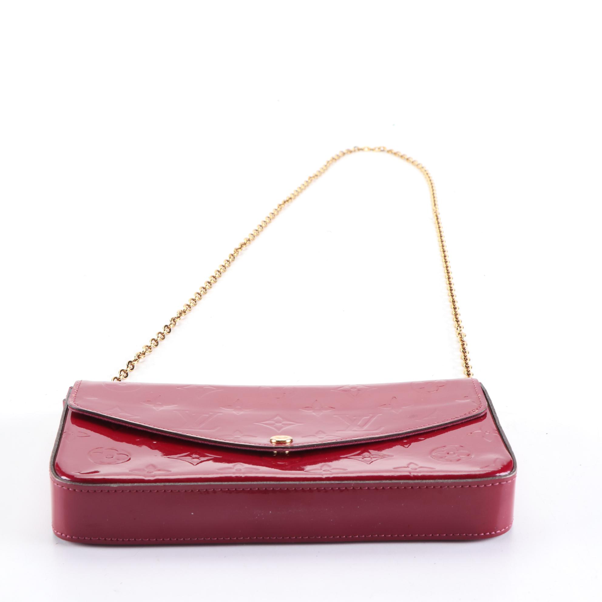 Louis Vuitton Félicie Pochette in Monogram Vernis with Chain Strap and Pouches
