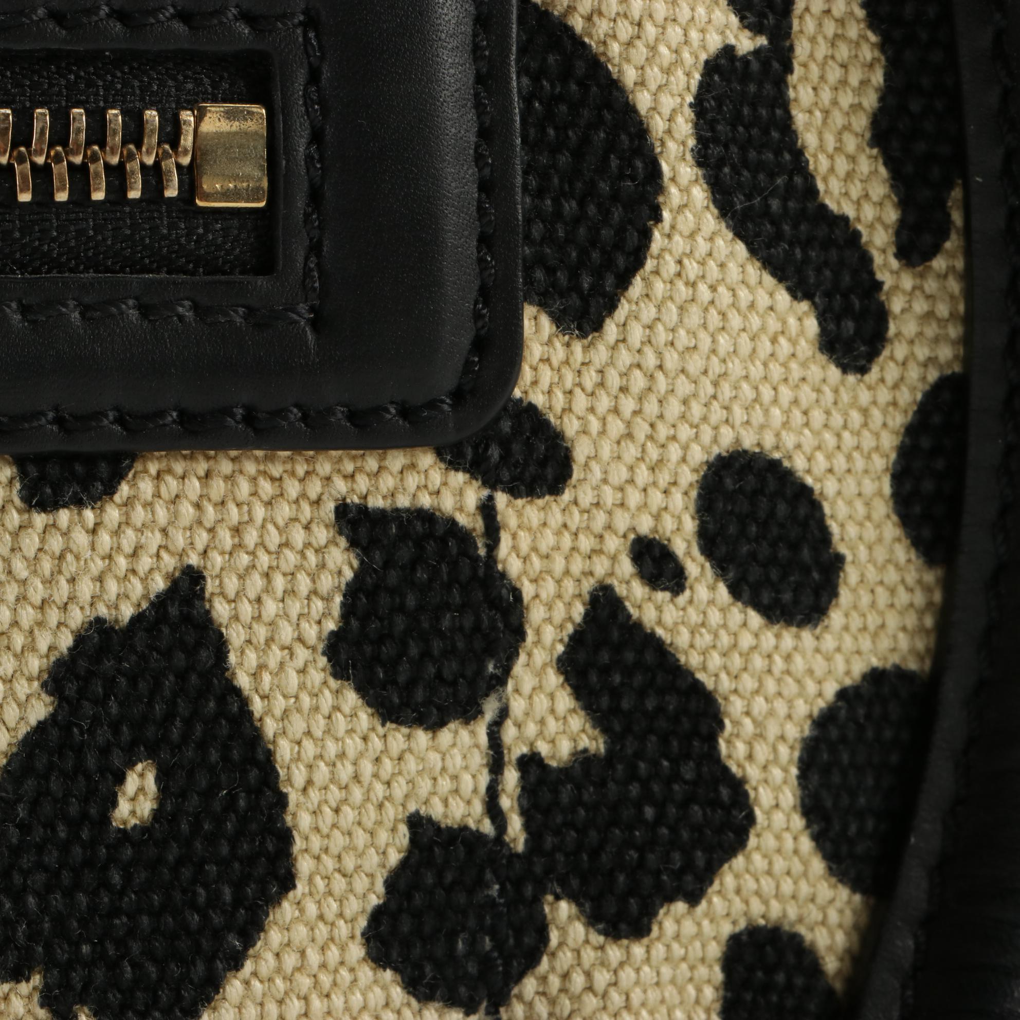 Céline Mini Luggage Tote in Animal Print Canvas and Leather